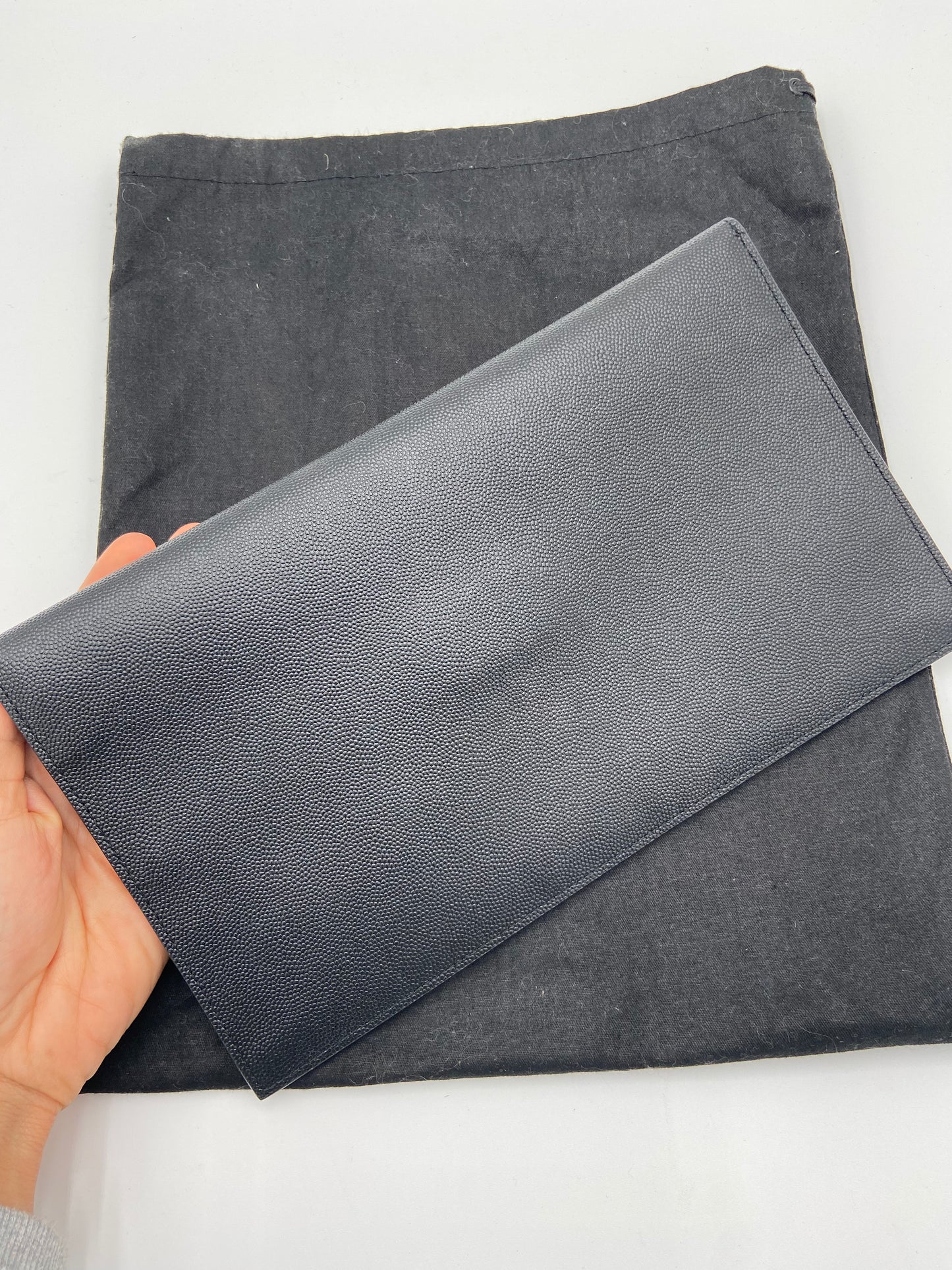YSL Uptown Pouch in Grained Leather