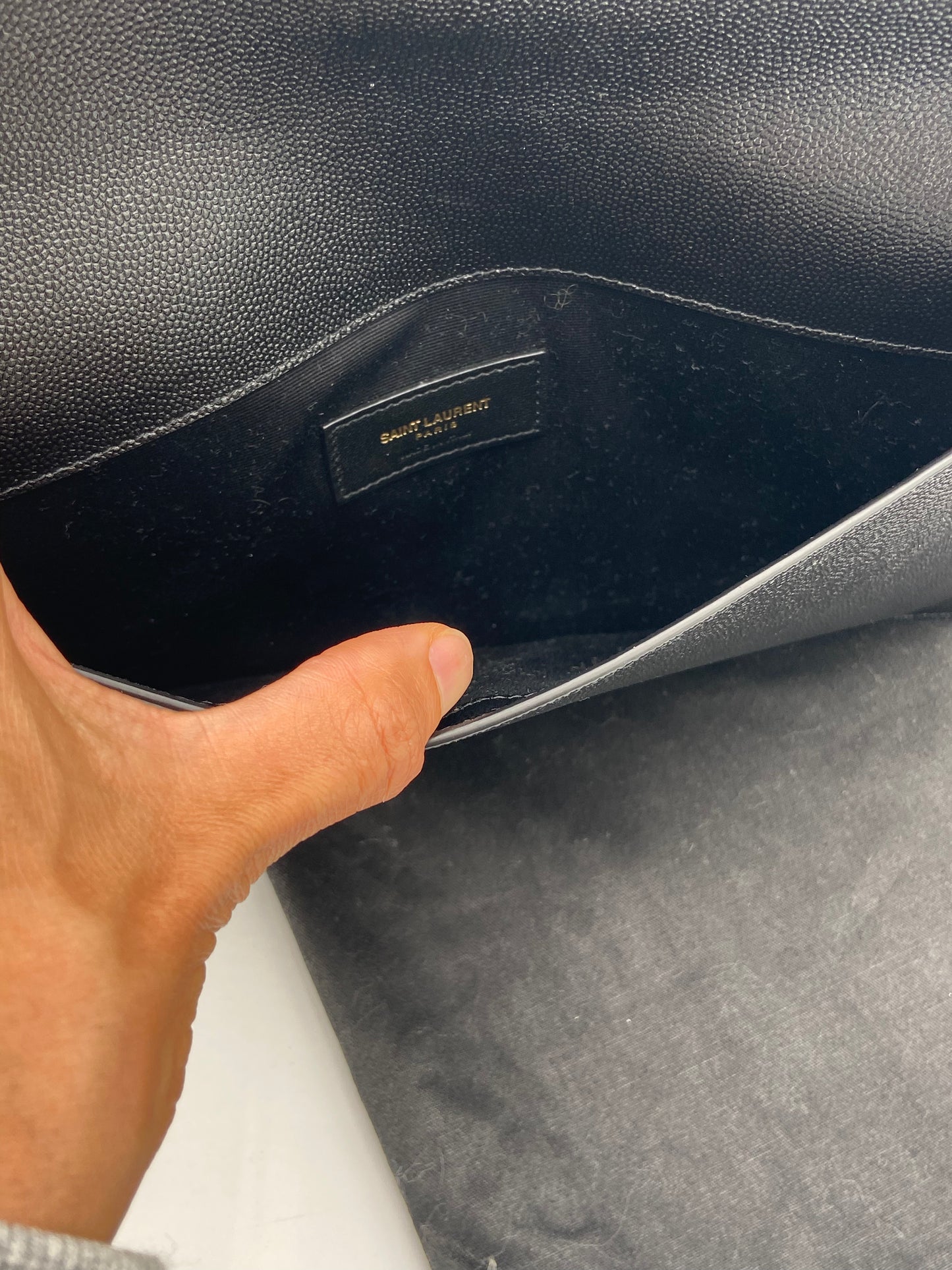 YSL Uptown Pouch in Grained Leather