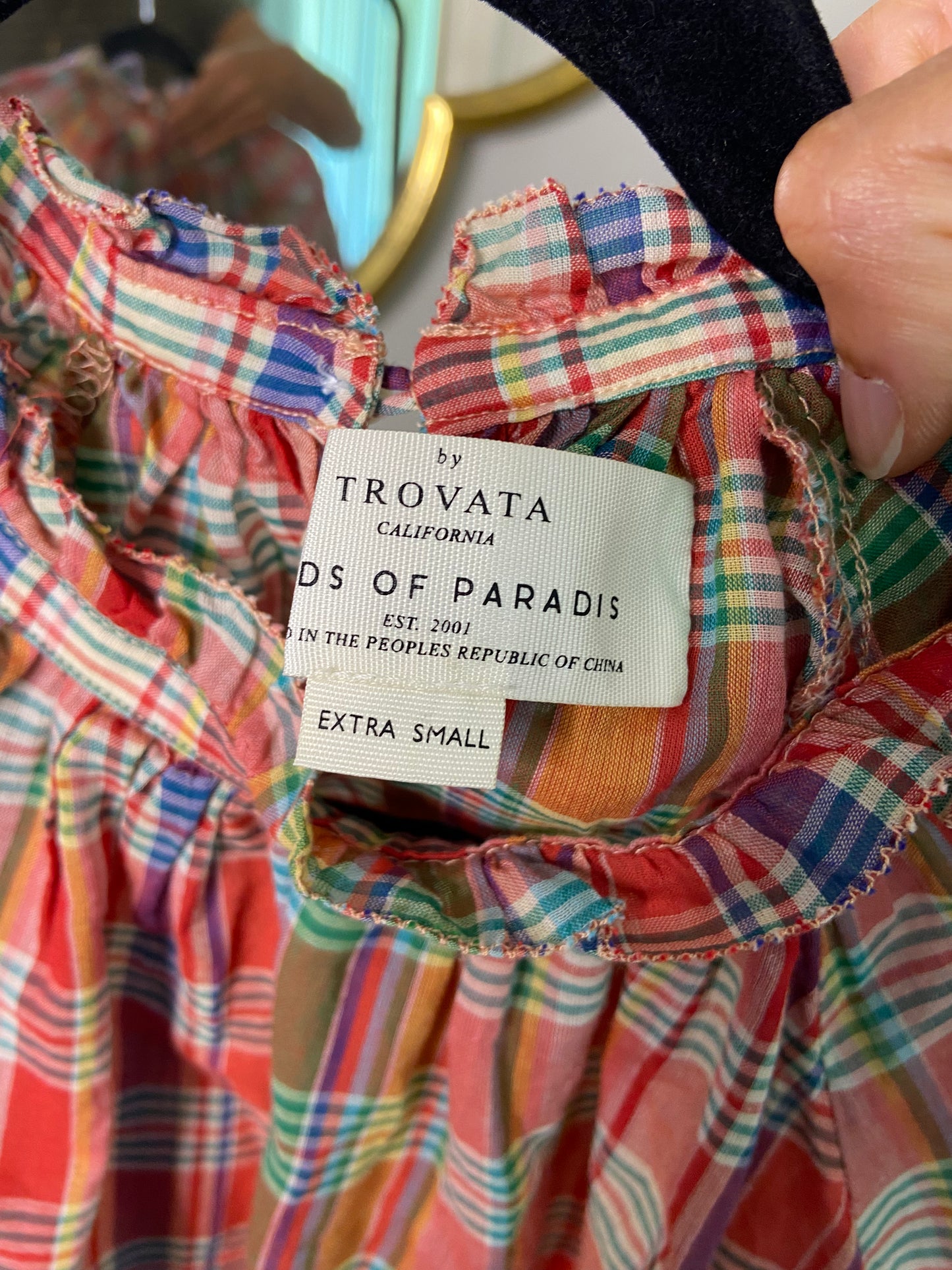 Trovata Birds of Paradis Sheila Blouse Plaid size XS