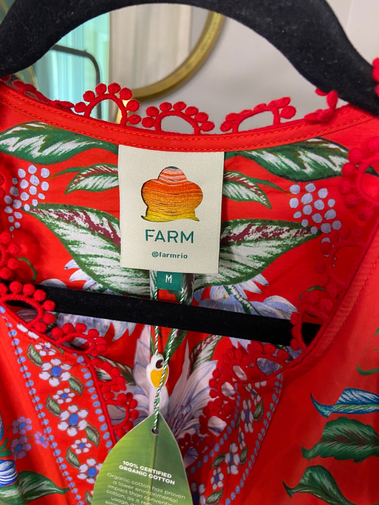 Farm Rio Red Sweet Bloom Bouquet Romper size M