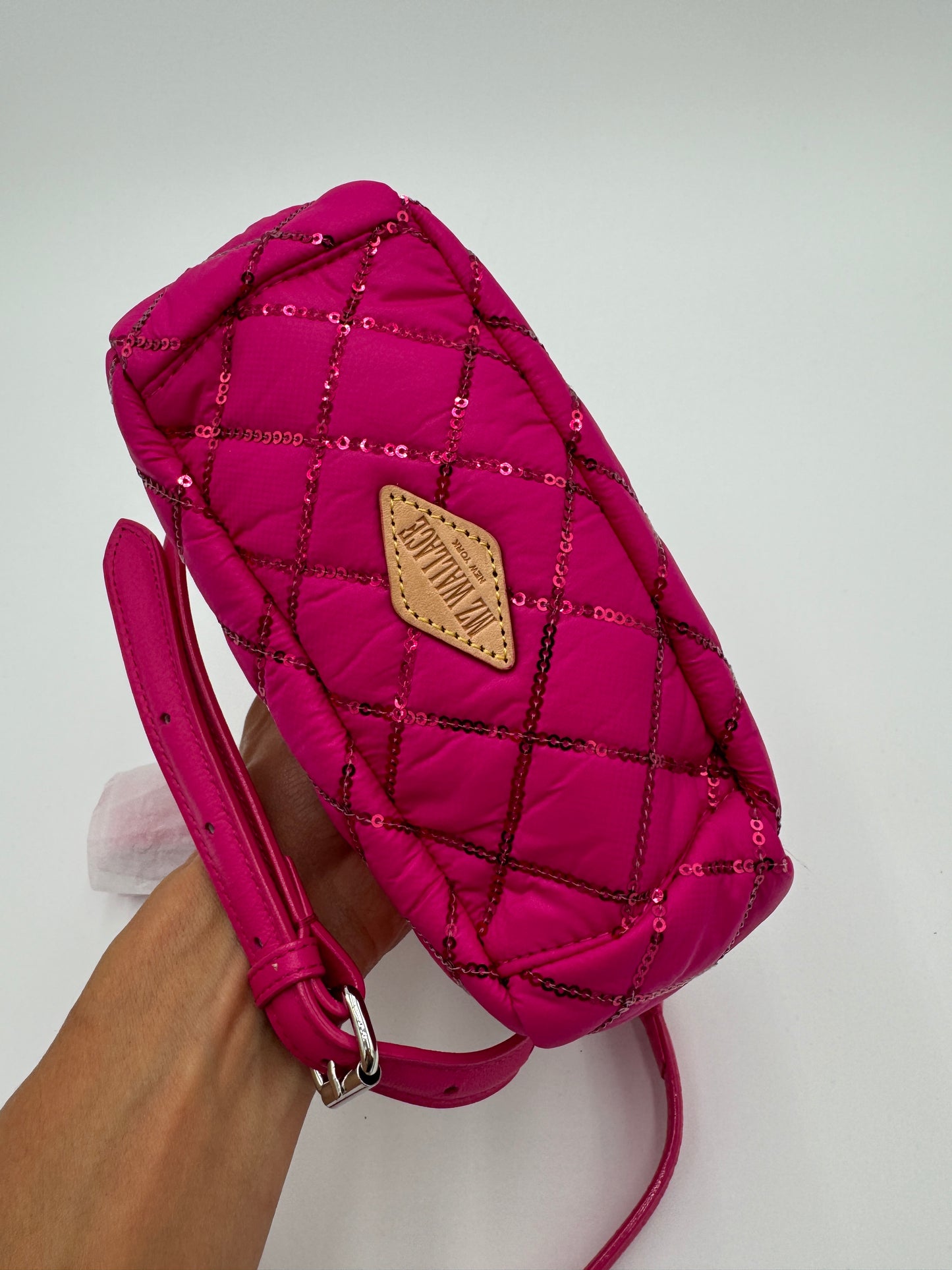 MZ Wallace Mini Crosby Fucshia with Sequins