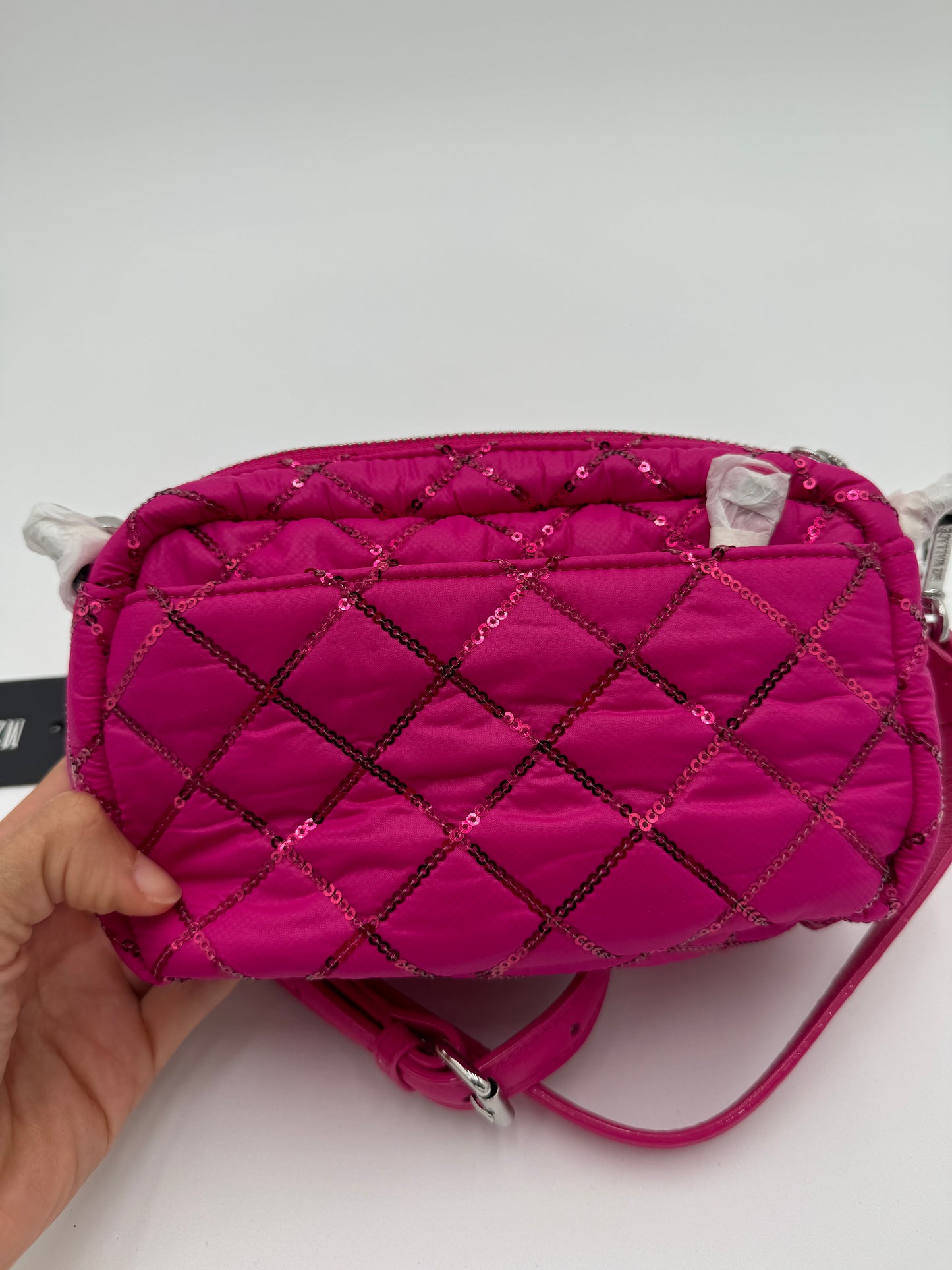 MZ Wallace Mini Crosby Fucshia with Sequins