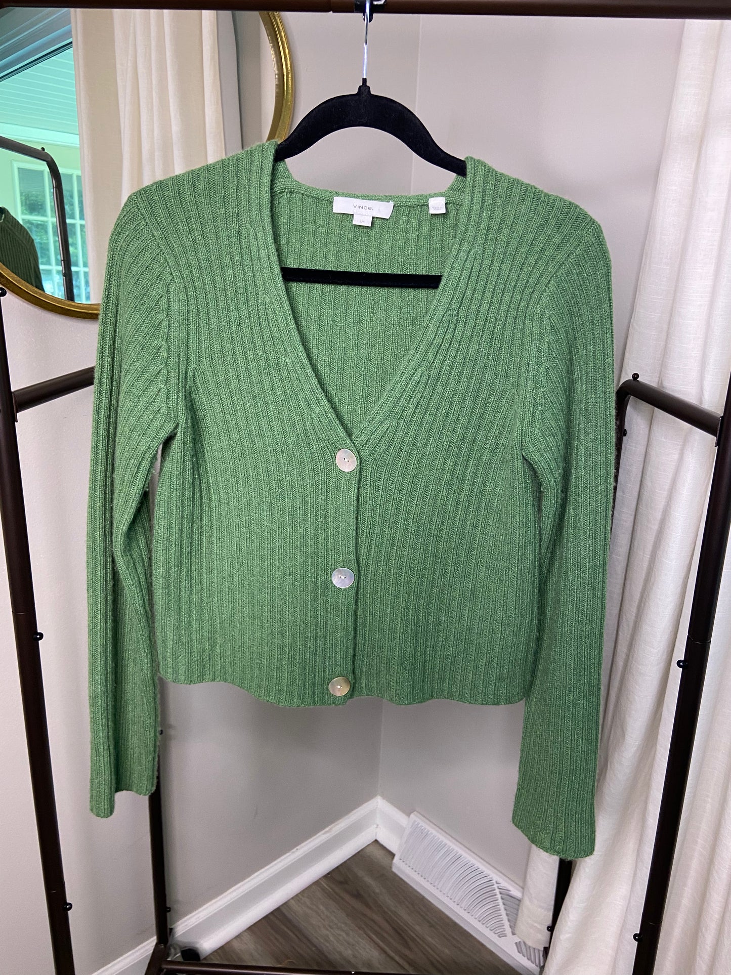 Vince Cashmere Ribbed Button-front Cardigan size S