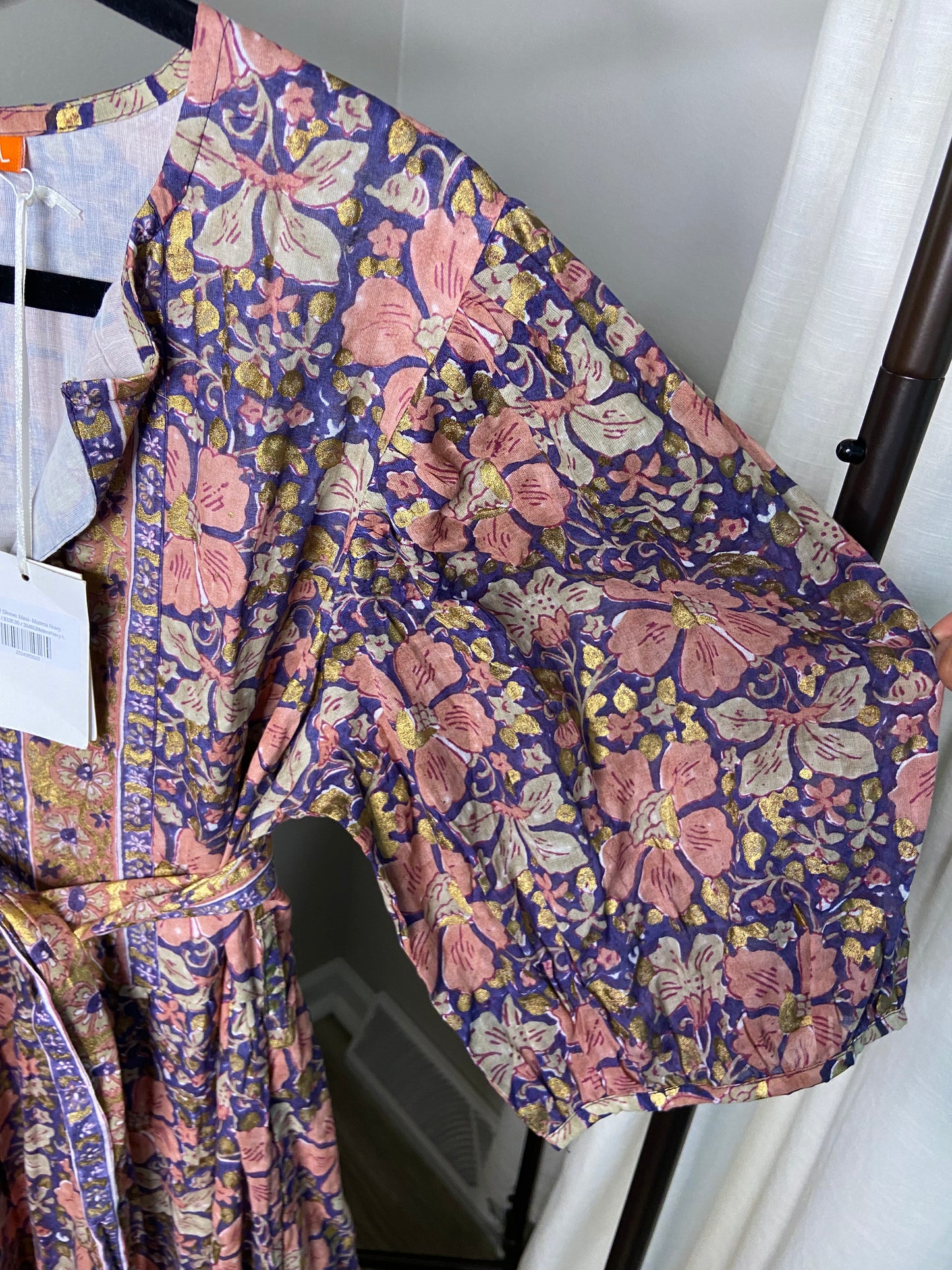 Oliphant Matera Navy Puff Sleeve Maxi Dress size L