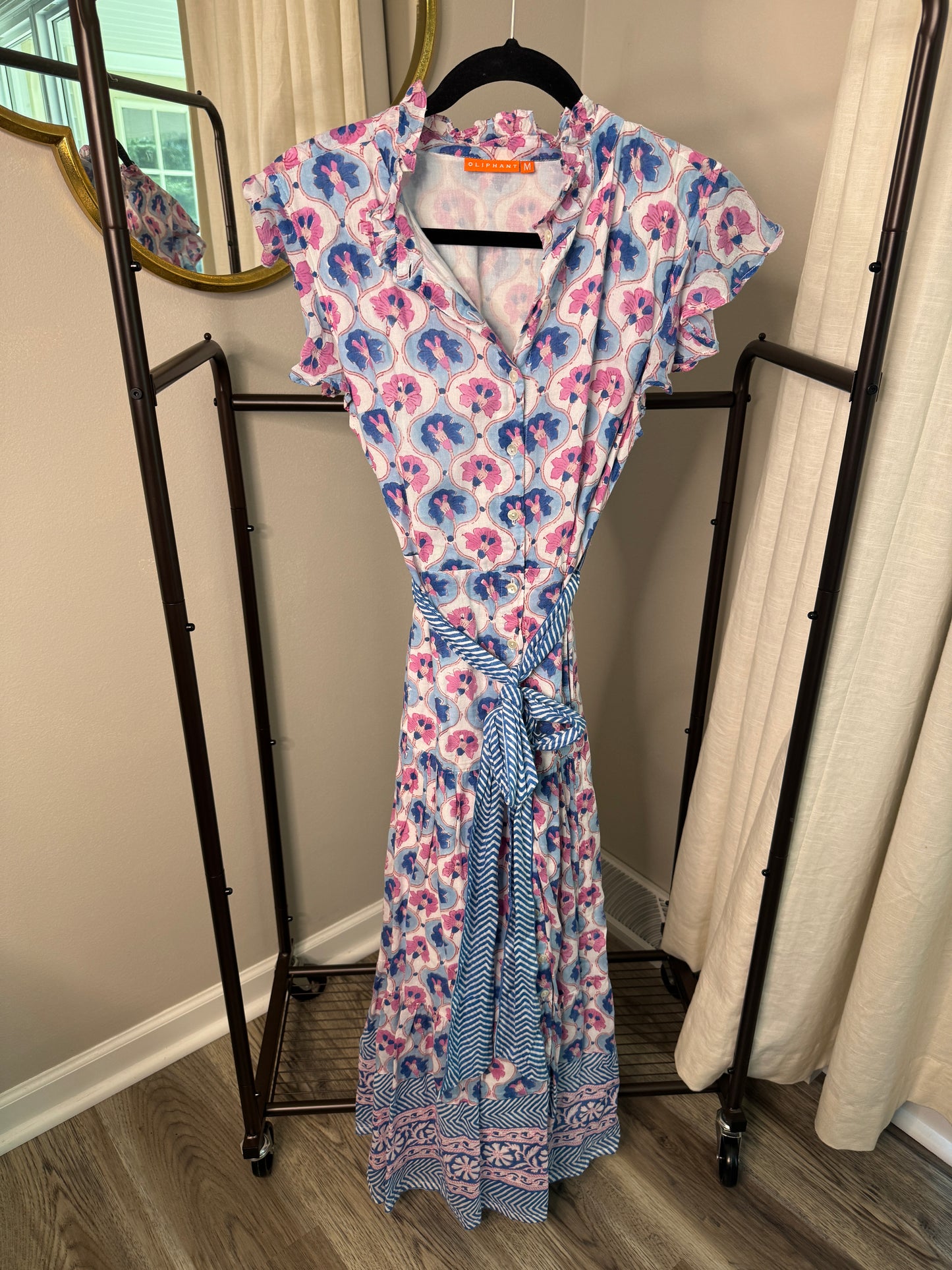 Oliphant Ruffle Collar Midi Dress size M