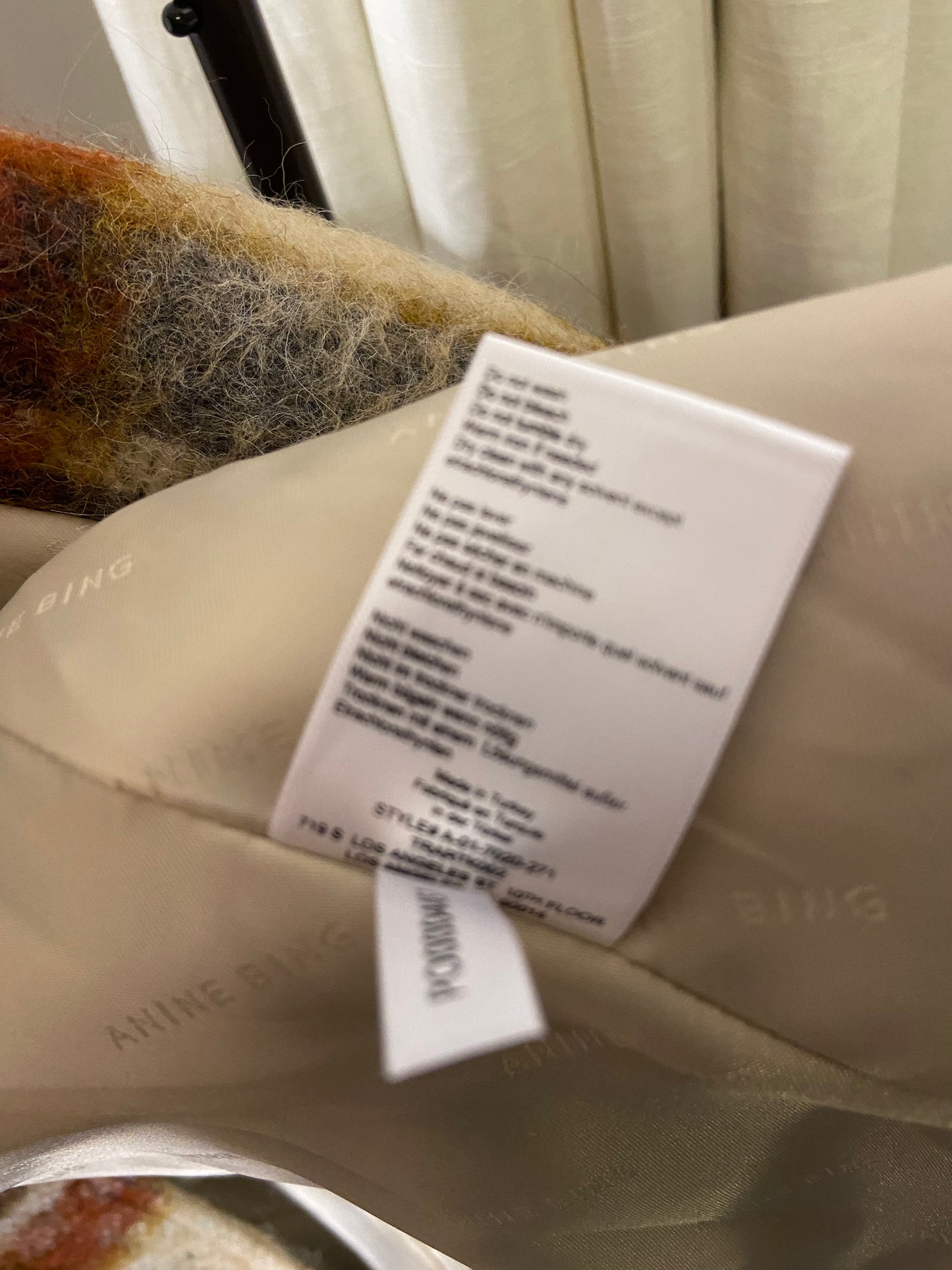 Anine Bing Flyn Jacket in Oatmeal Plaid size M