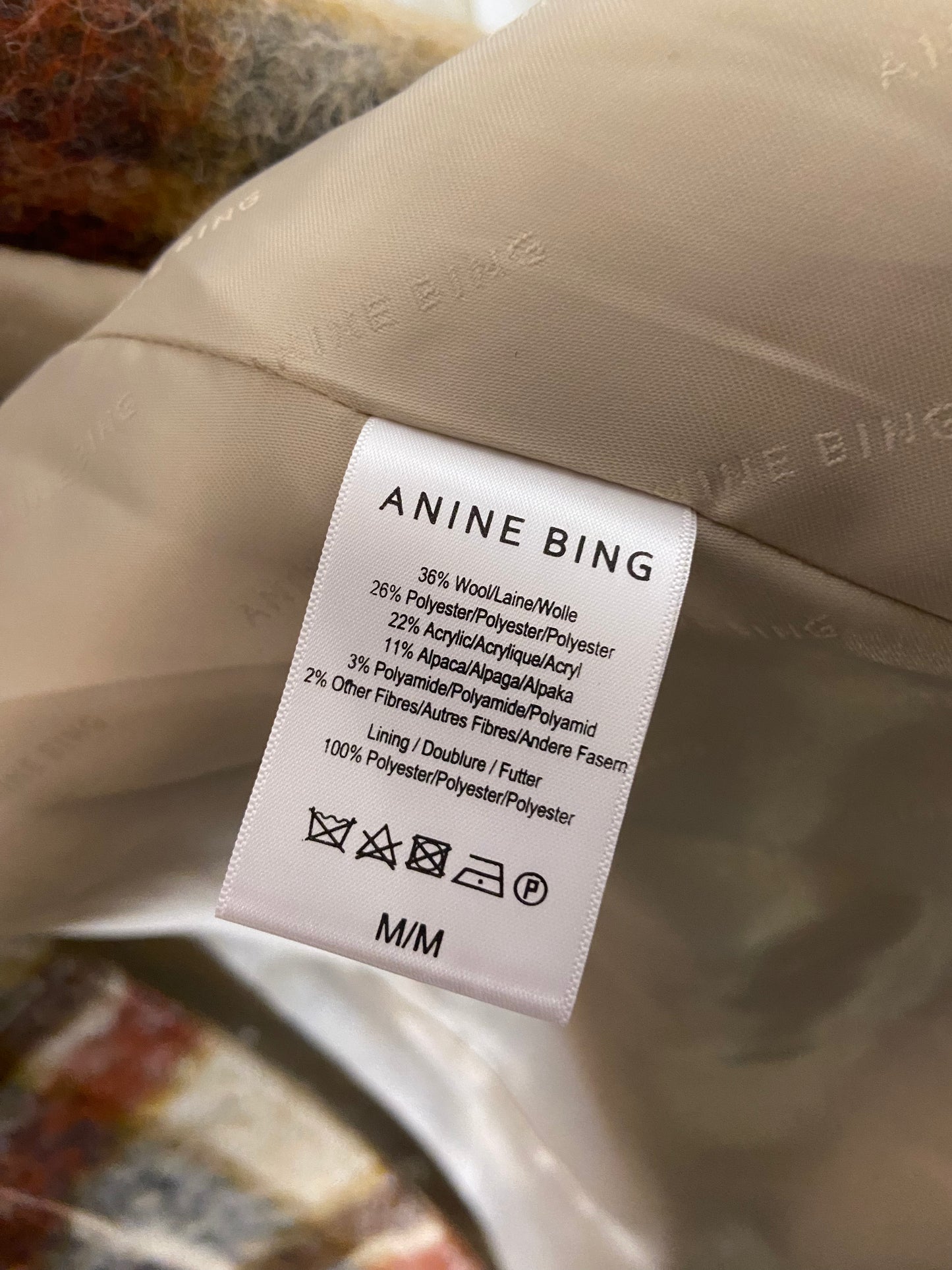 Anine Bing Flyn Jacket in Oatmeal Plaid size M
