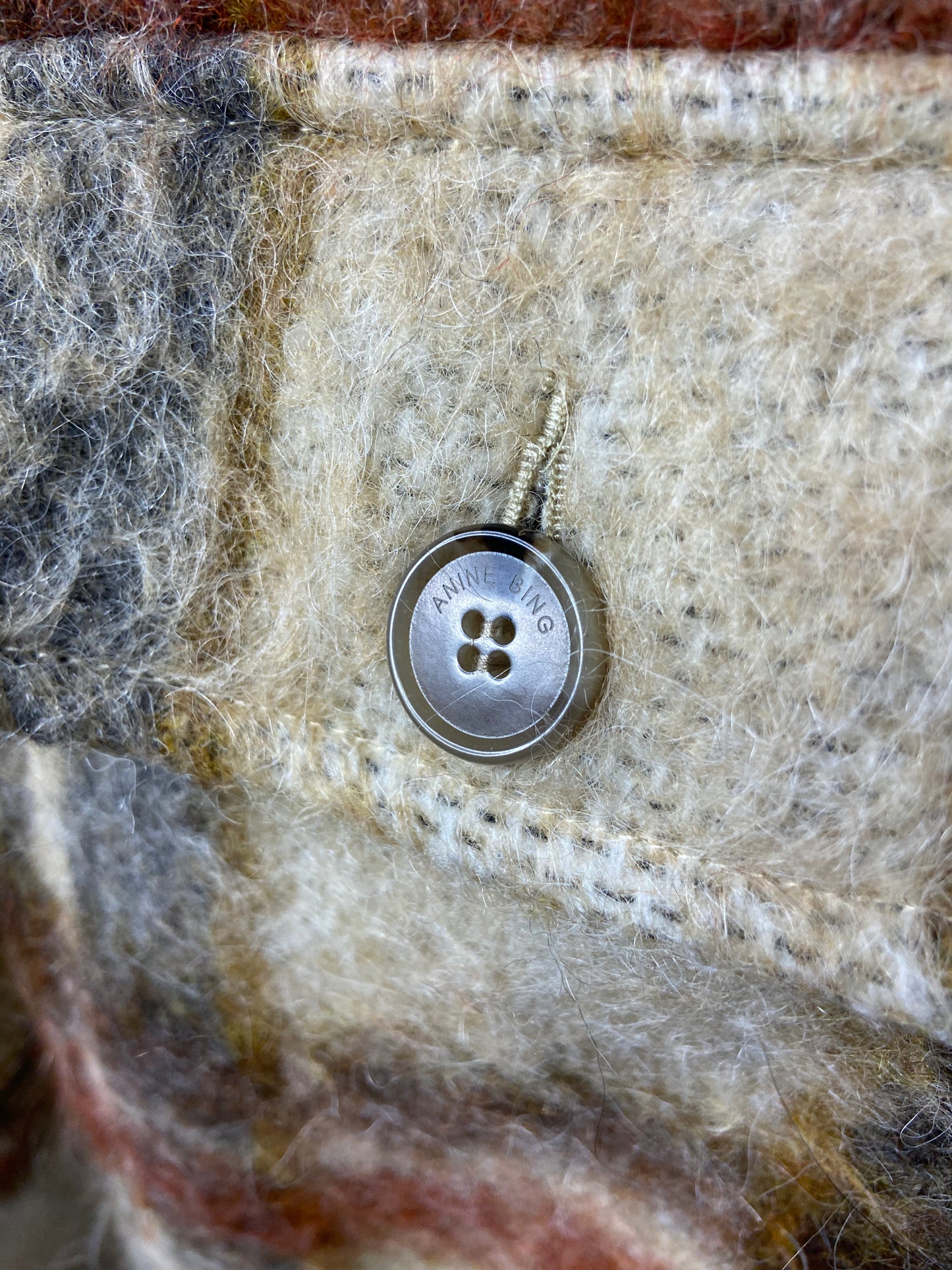 Anine Bing Flyn Jacket in Oatmeal Plaid size M