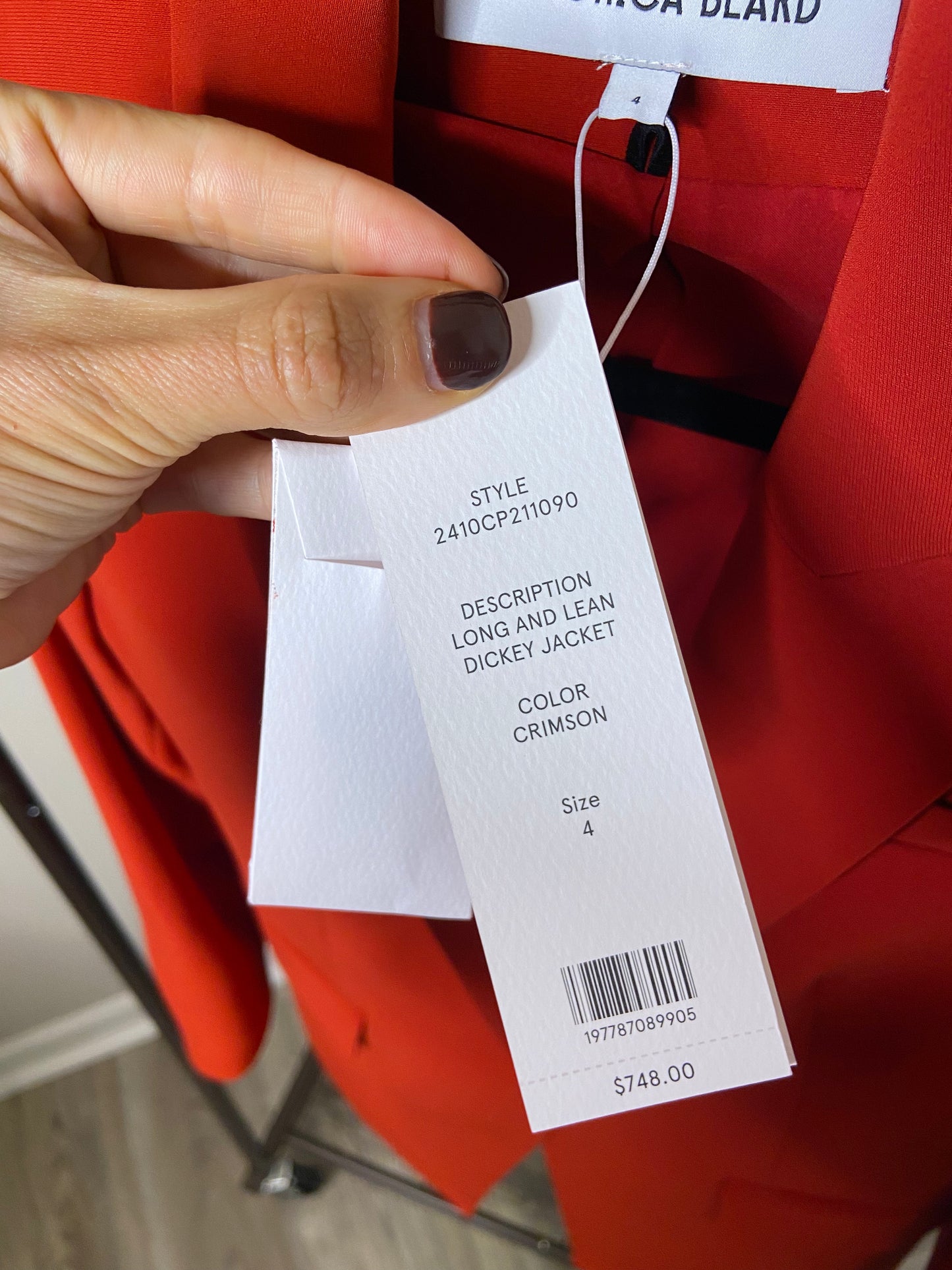 Veronica Beard Long and Lean Dickey Jacket Crimson size 4