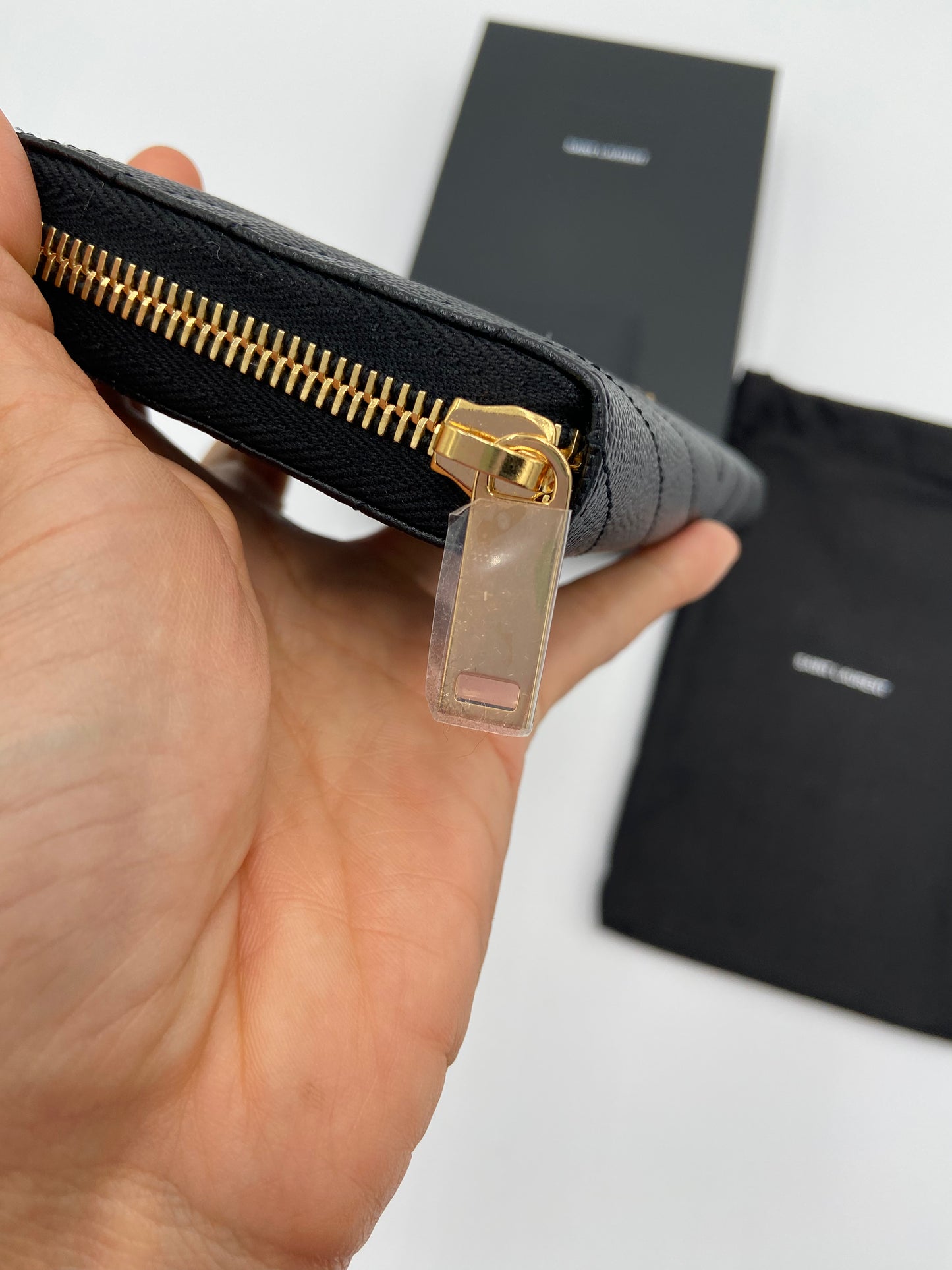 YSL Monogram Large Zip Wallet in Grained Leather