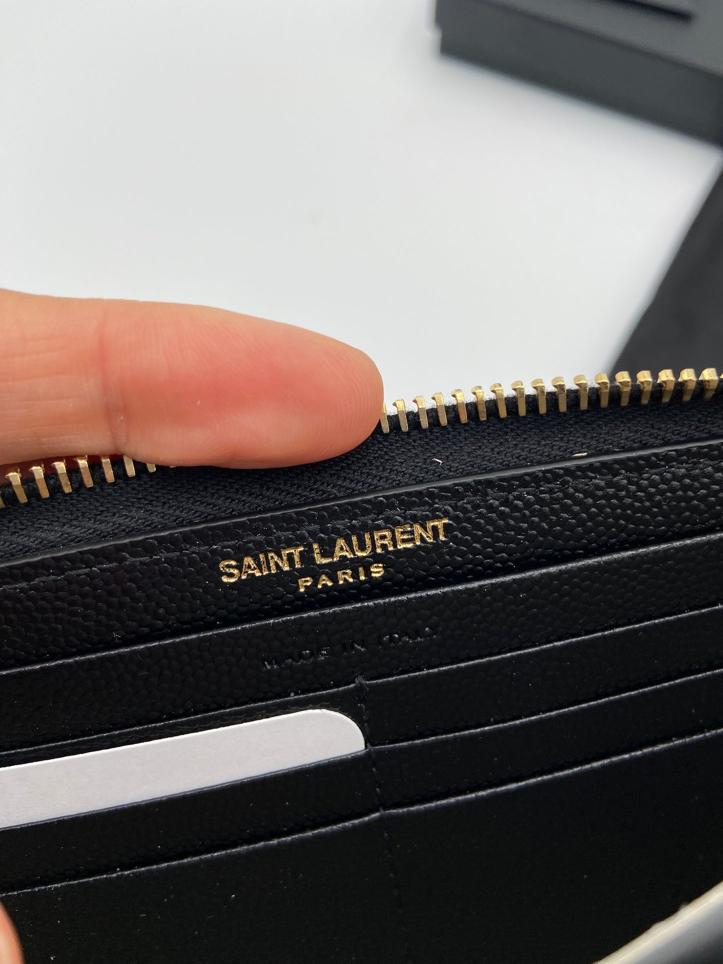 YSL Monogram Large Zip Wallet in Grained Leather