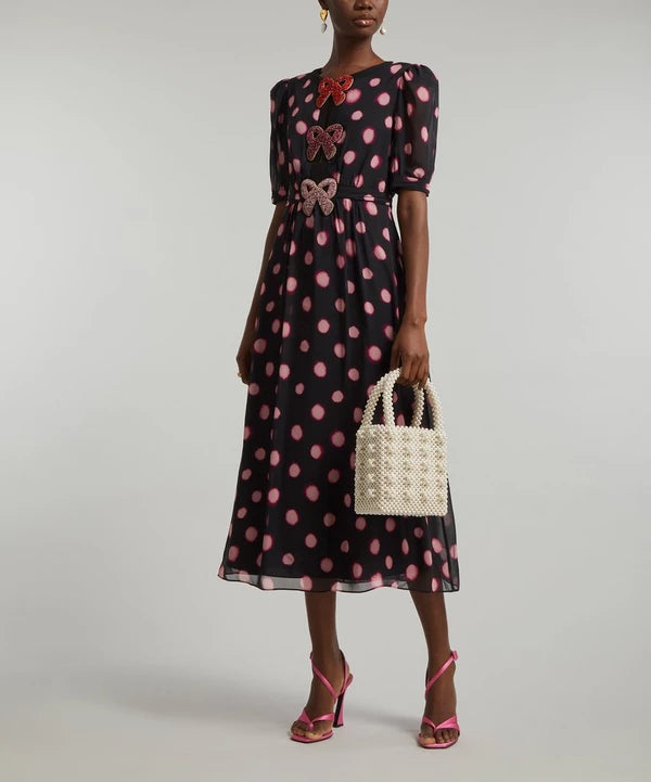 Saloni Jamie Heart Silk Midi Dress size 4