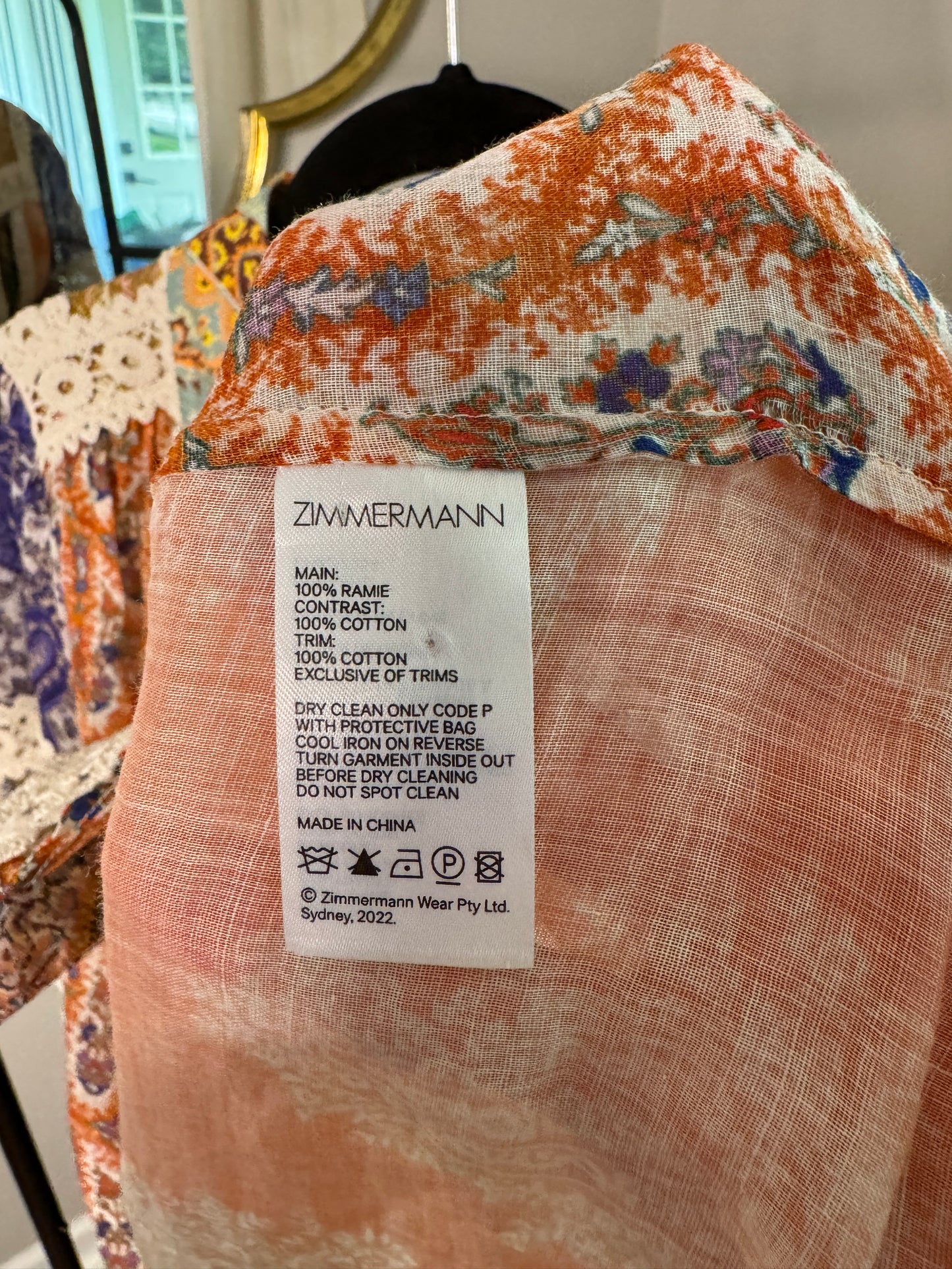 ZIMMERMANN Devi Spliced Billow Blouse size US 8