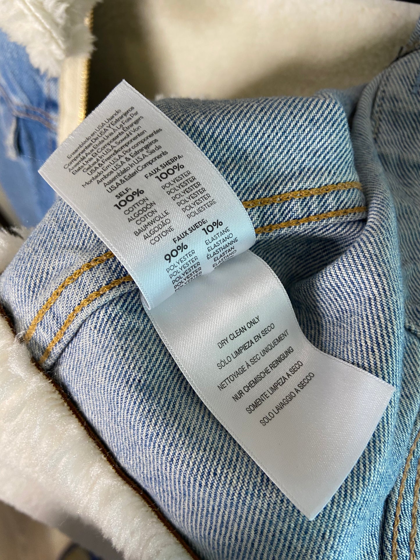 Mother The Cut and Paste Denim Sherpa Jacket size S