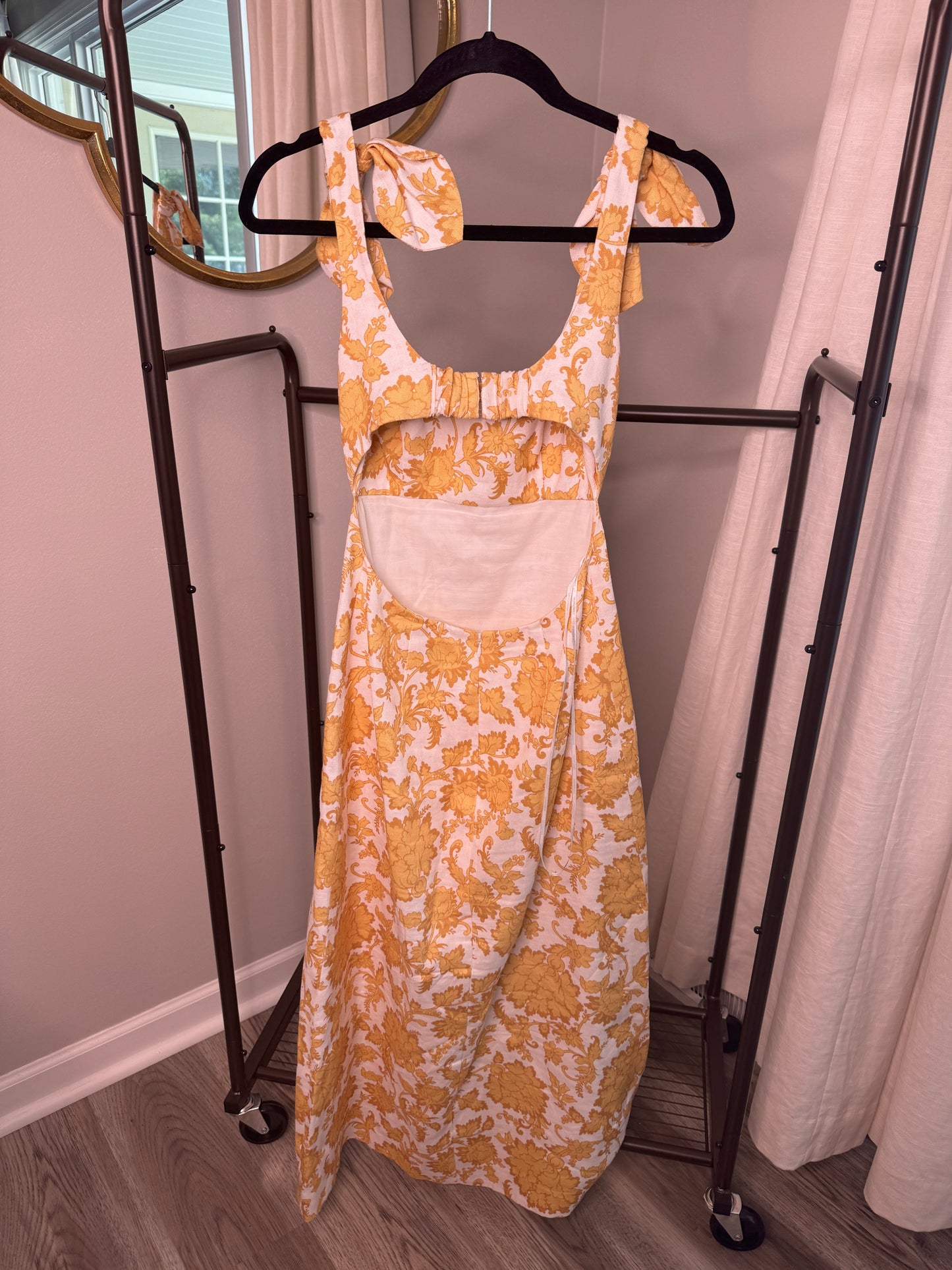 ZIMMERMANN Postcard Shoulder Tie Midi Dress size US 4