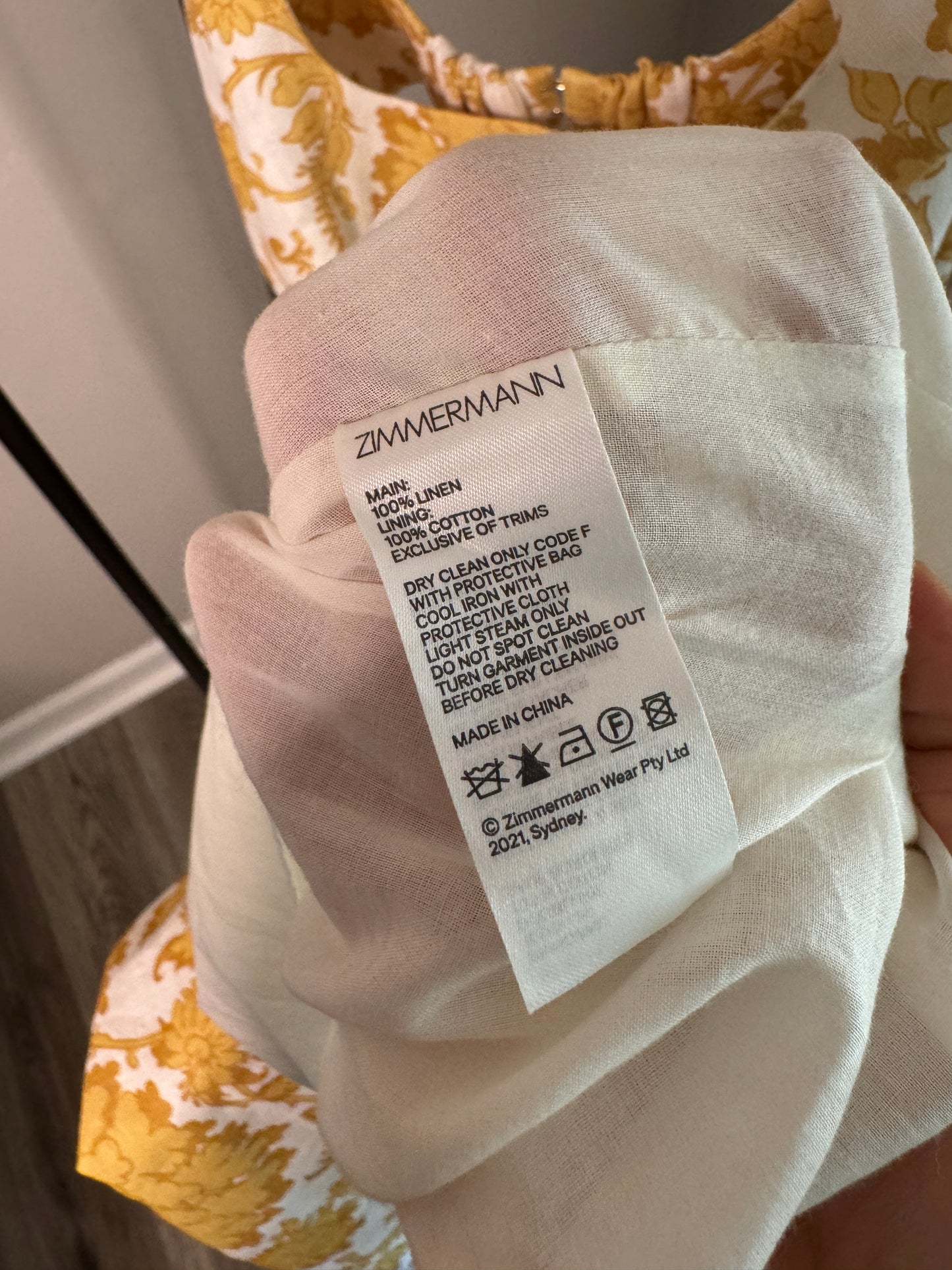 ZIMMERMANN Postcard Shoulder Tie Midi Dress size US 4