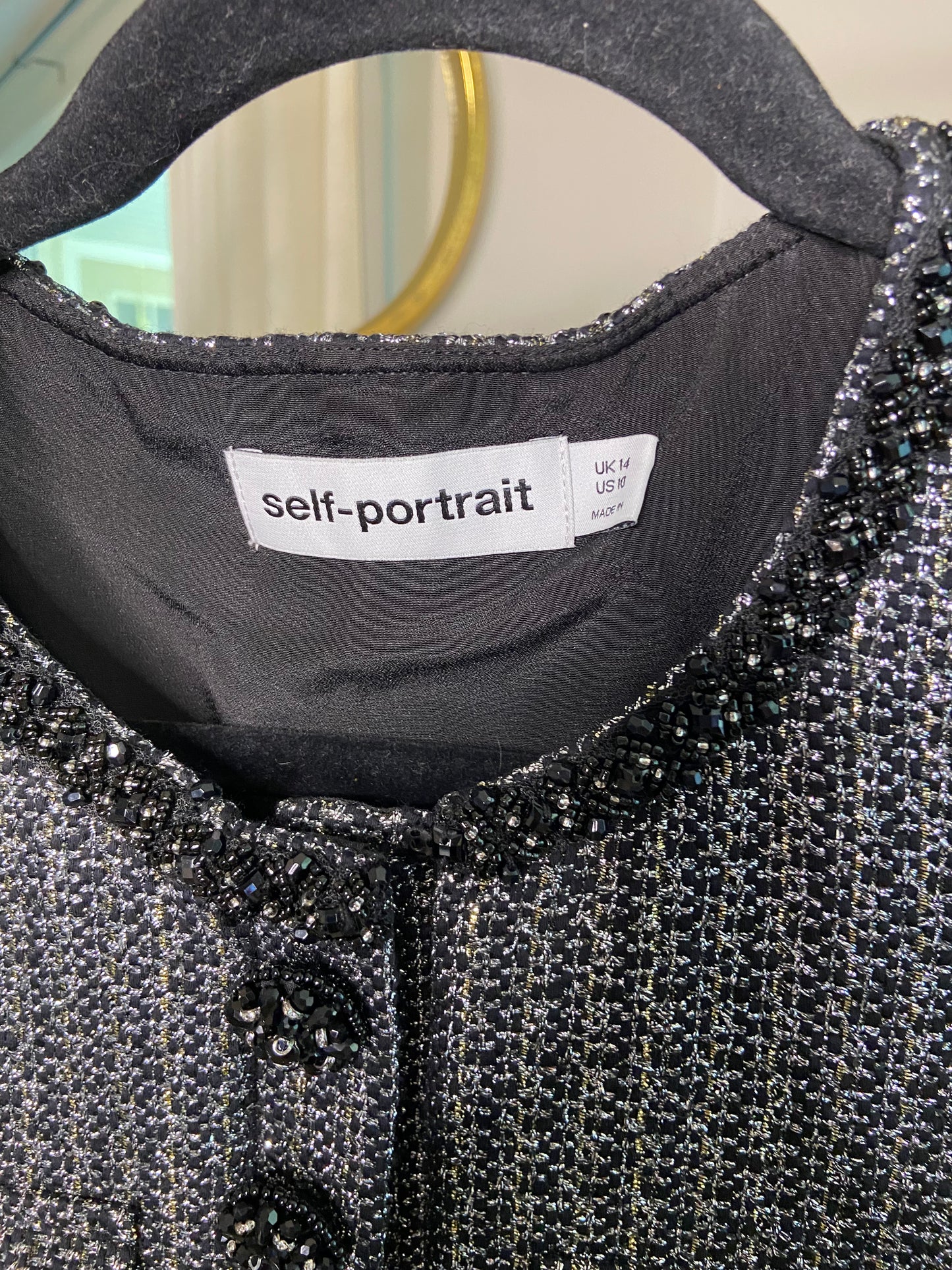 Self-Portrait Black Metallic Boucle Mini Dress size 10