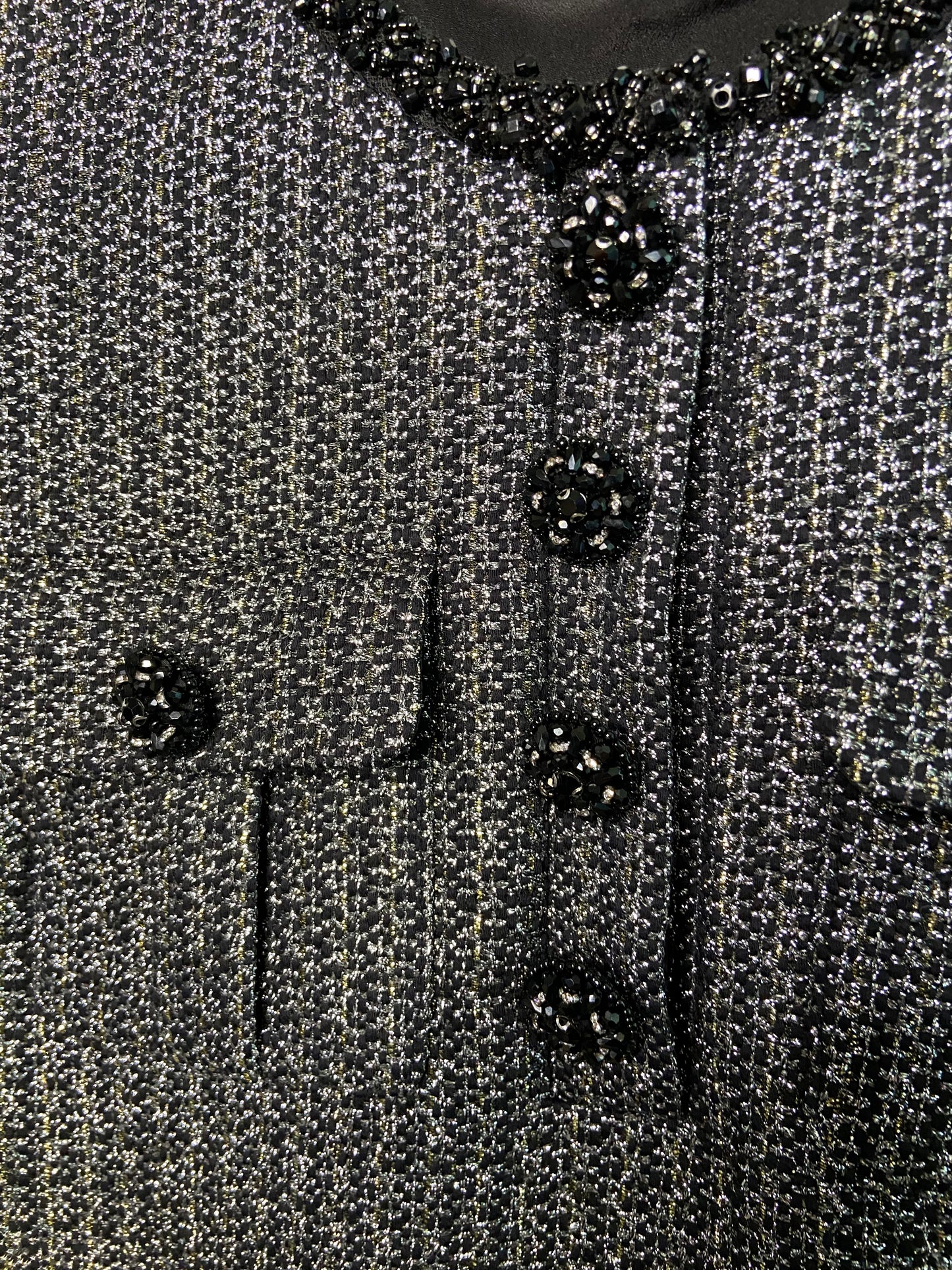 Self-Portrait Black Metallic Boucle Mini Dress size 10