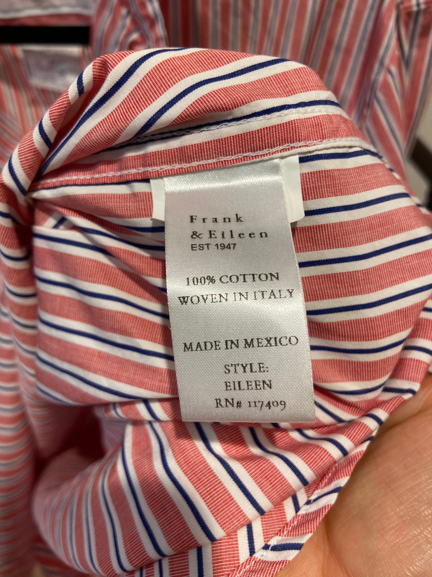 Frank & Eileen Eileen Button-Up Shirt Red Navy Multi Stripe size XL
