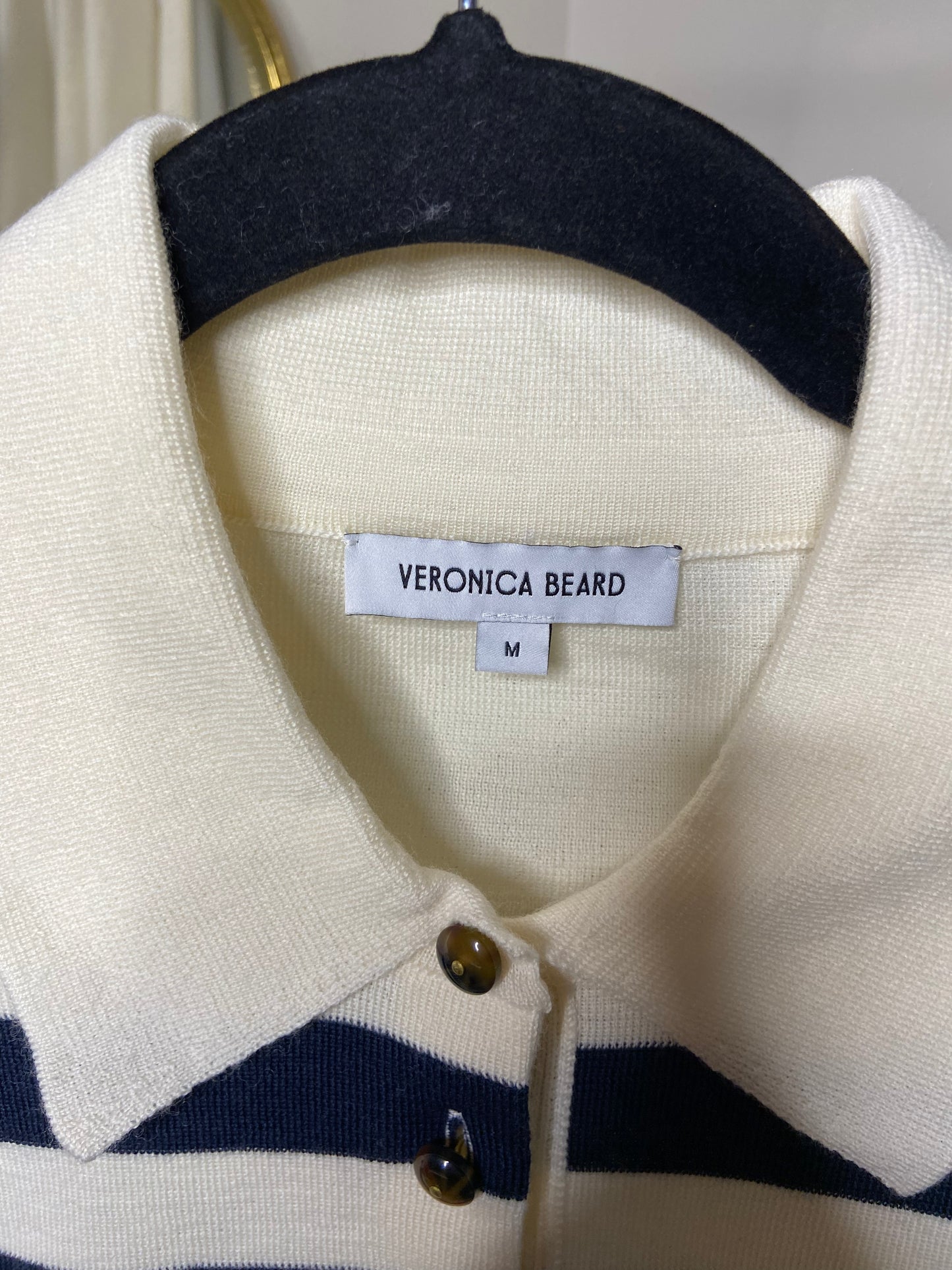 Veronica Beard Raj Striped Polo Sweater size M