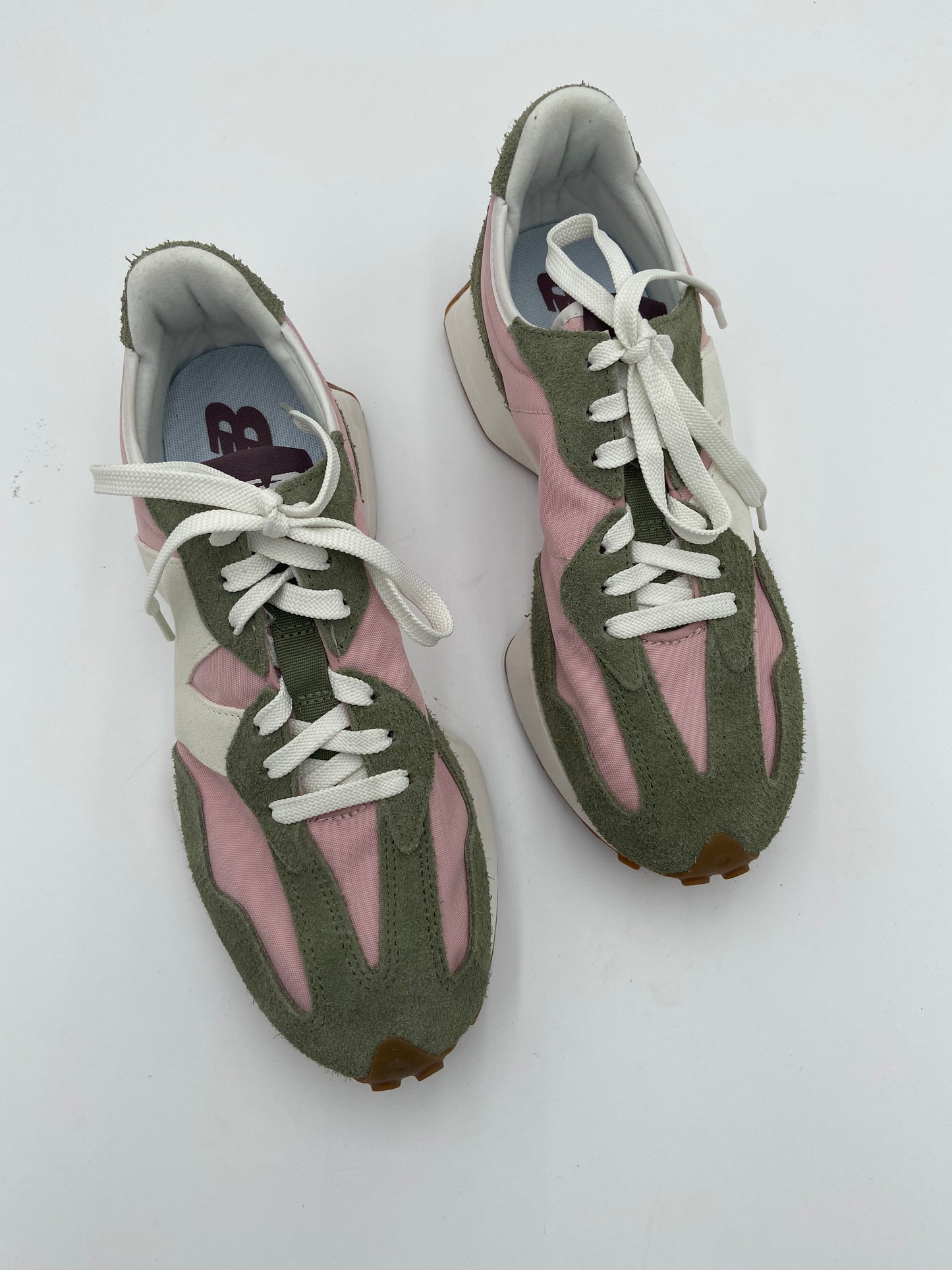New Balance 327 Pink and Olive Green Sneakers size 10