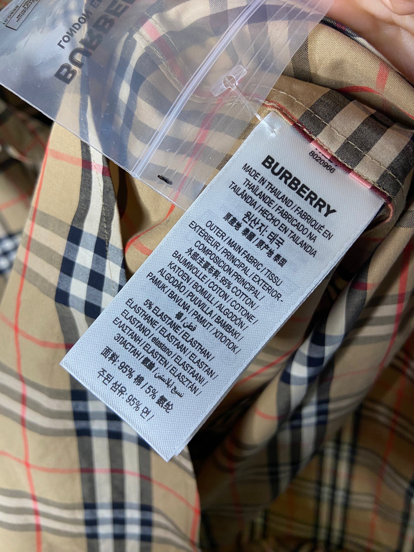 Burberry Simpson Check Cotton Stretch Shirt size L MEN'S