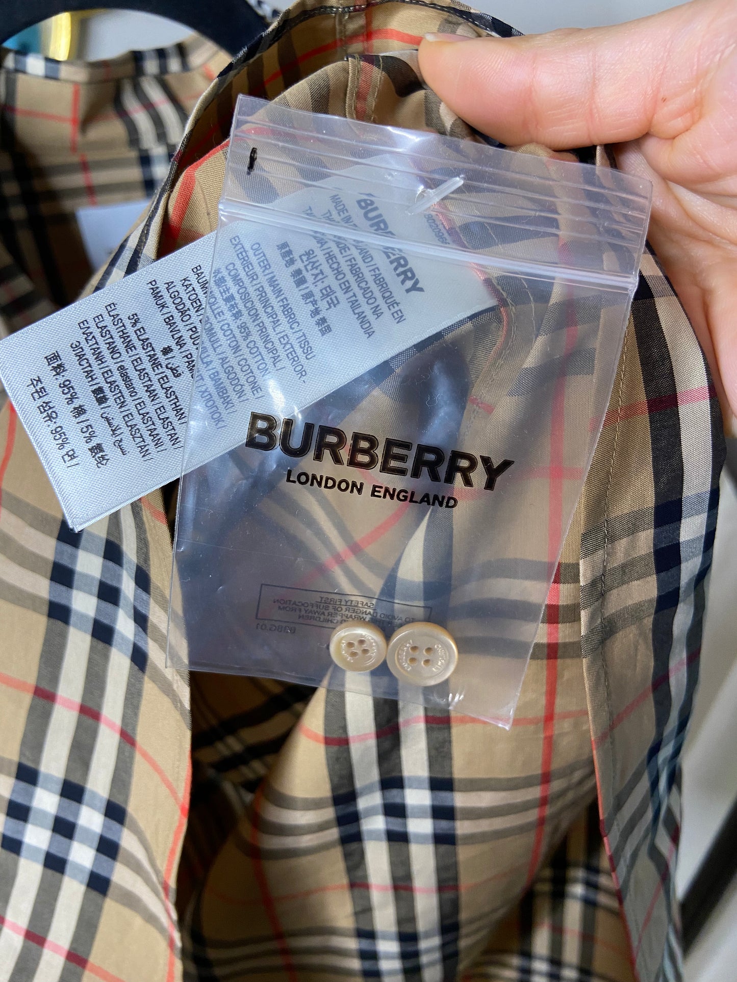 Burberry Simpson Check Cotton Stretch Shirt size L MEN'S