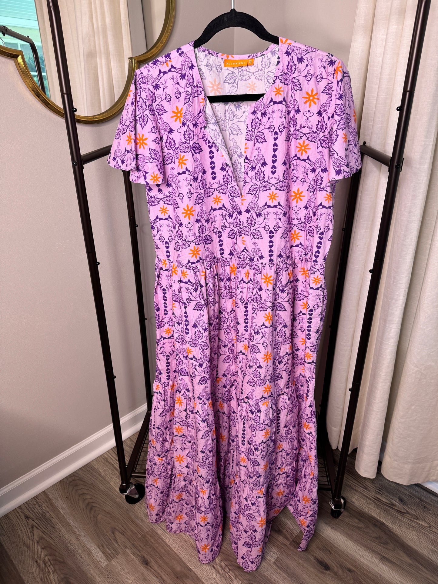 Oliphant V Neck Flutter Sleeve Maxi Dress size XL