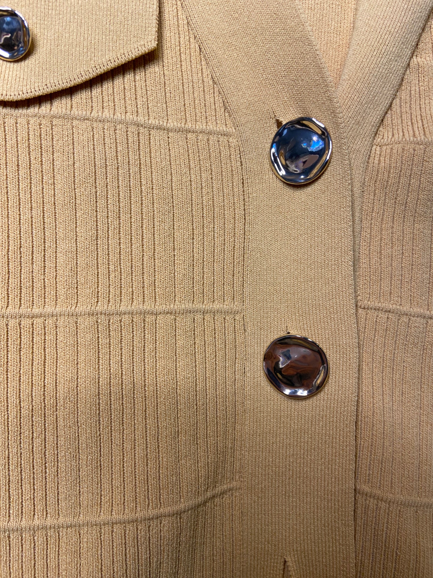 Sandro Camel Suzie Ribbed Knit Cardigan size L