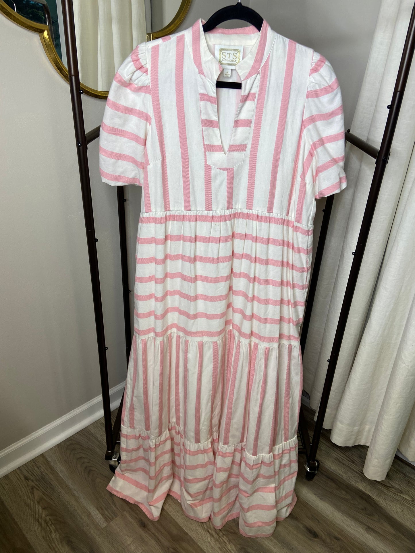 Sail To Sable Pink and White Striped Maxi Dress size M