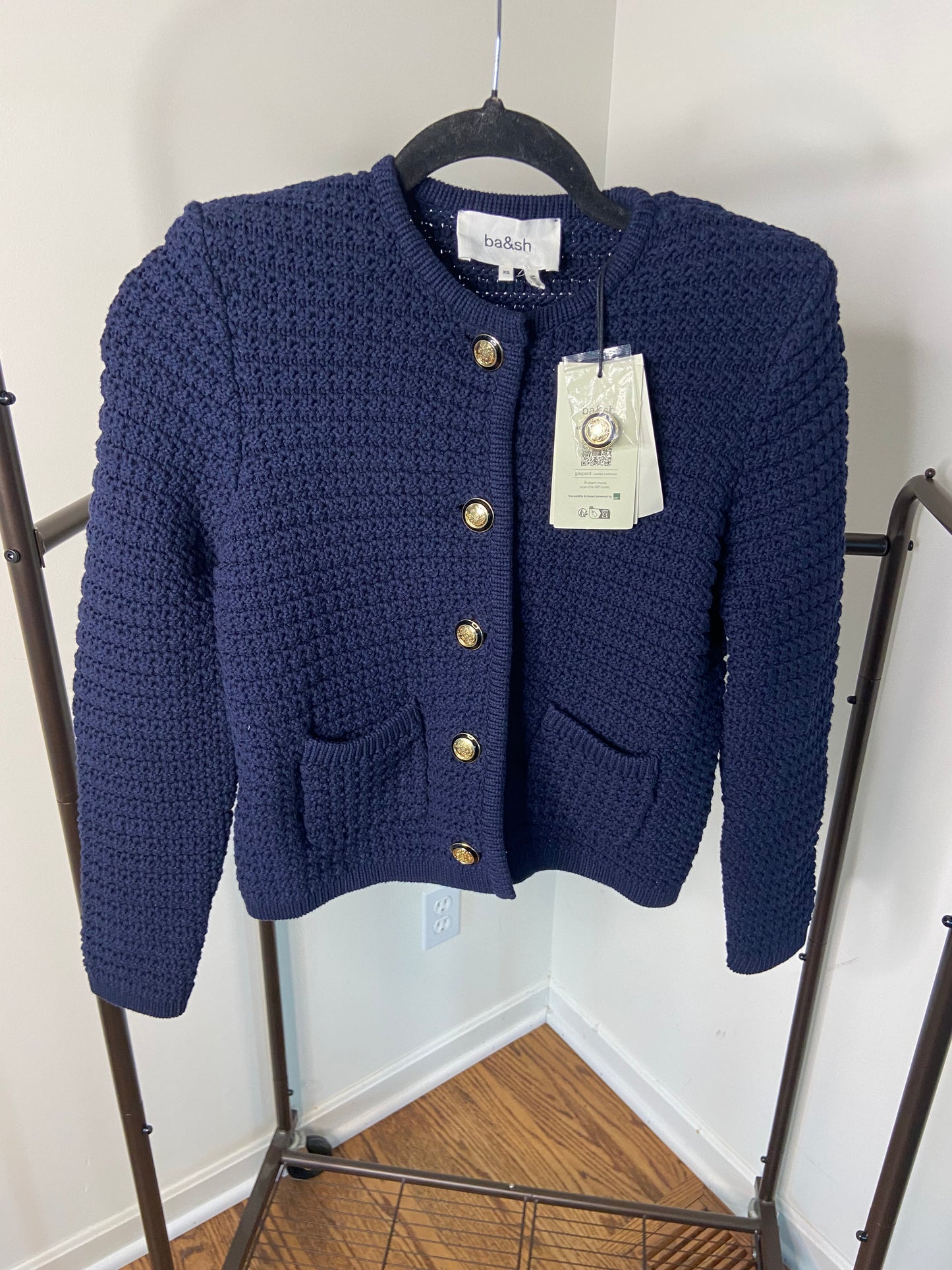 Ba&sh Gilet Gaspard Cardigan Navy Blue size XS
