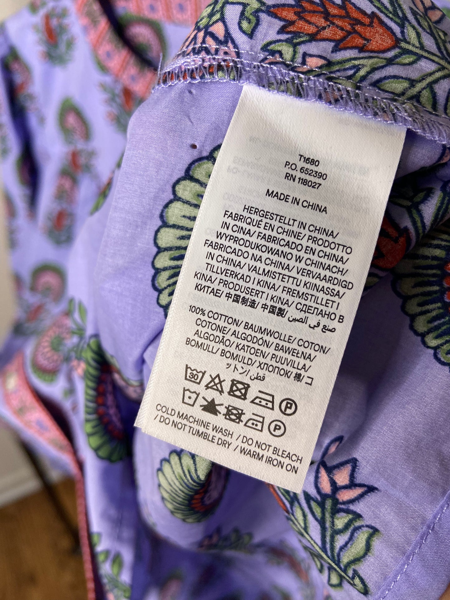 Boden Purple Savannah 100% Cotton Blouse size 12