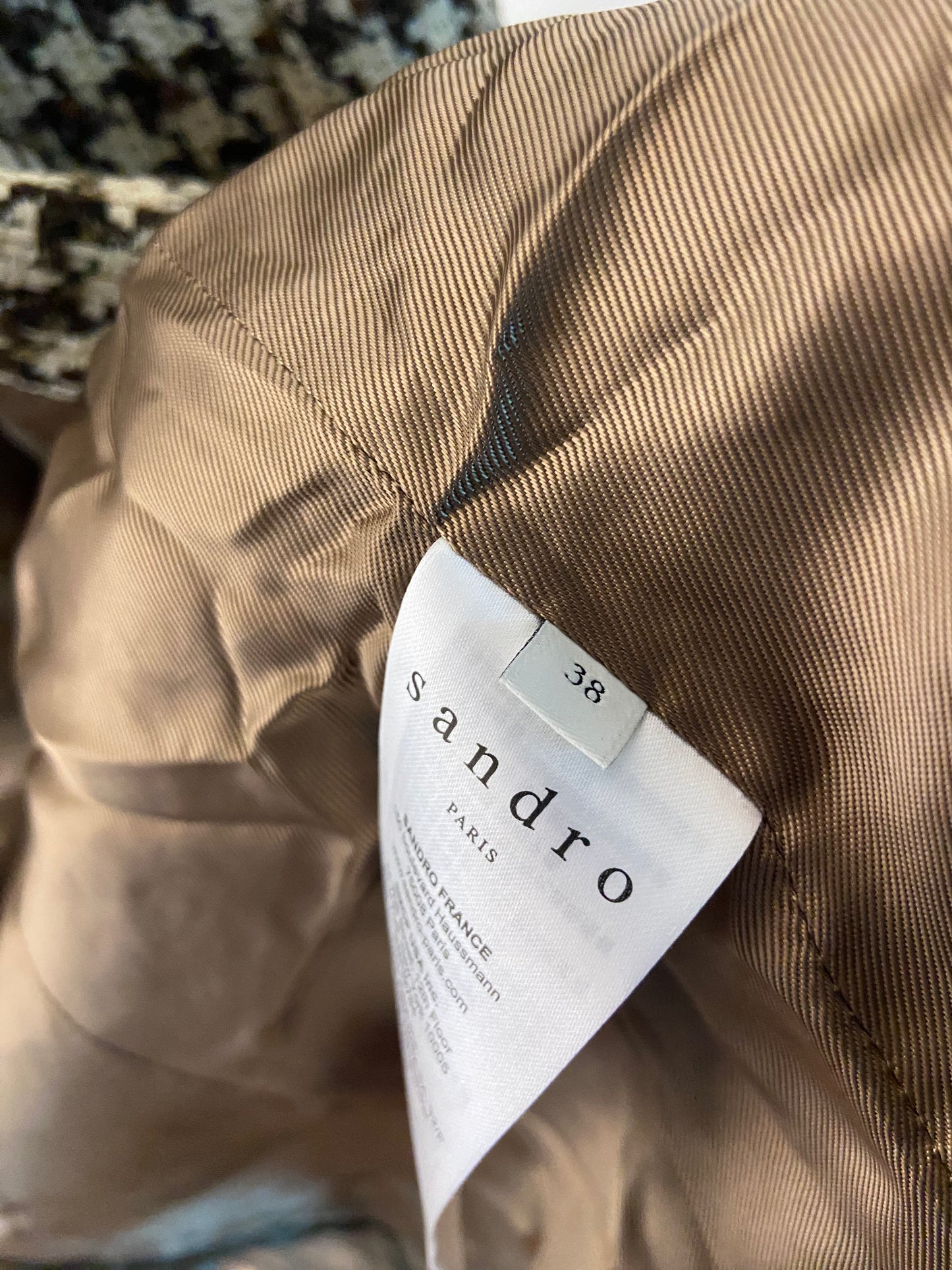 Sandro Brown Esther Houndstooth Jacket size 38 M