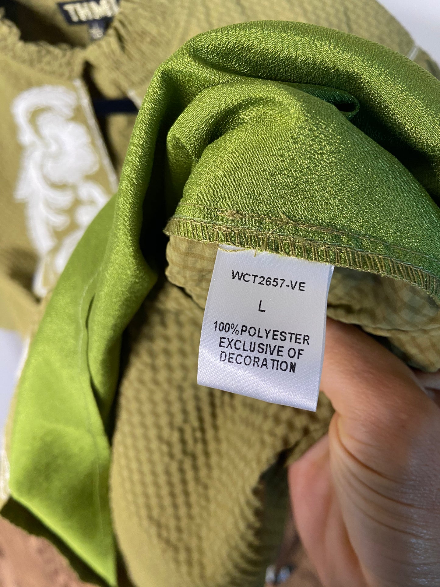 THML Olive Elegance Embroidered Top size L