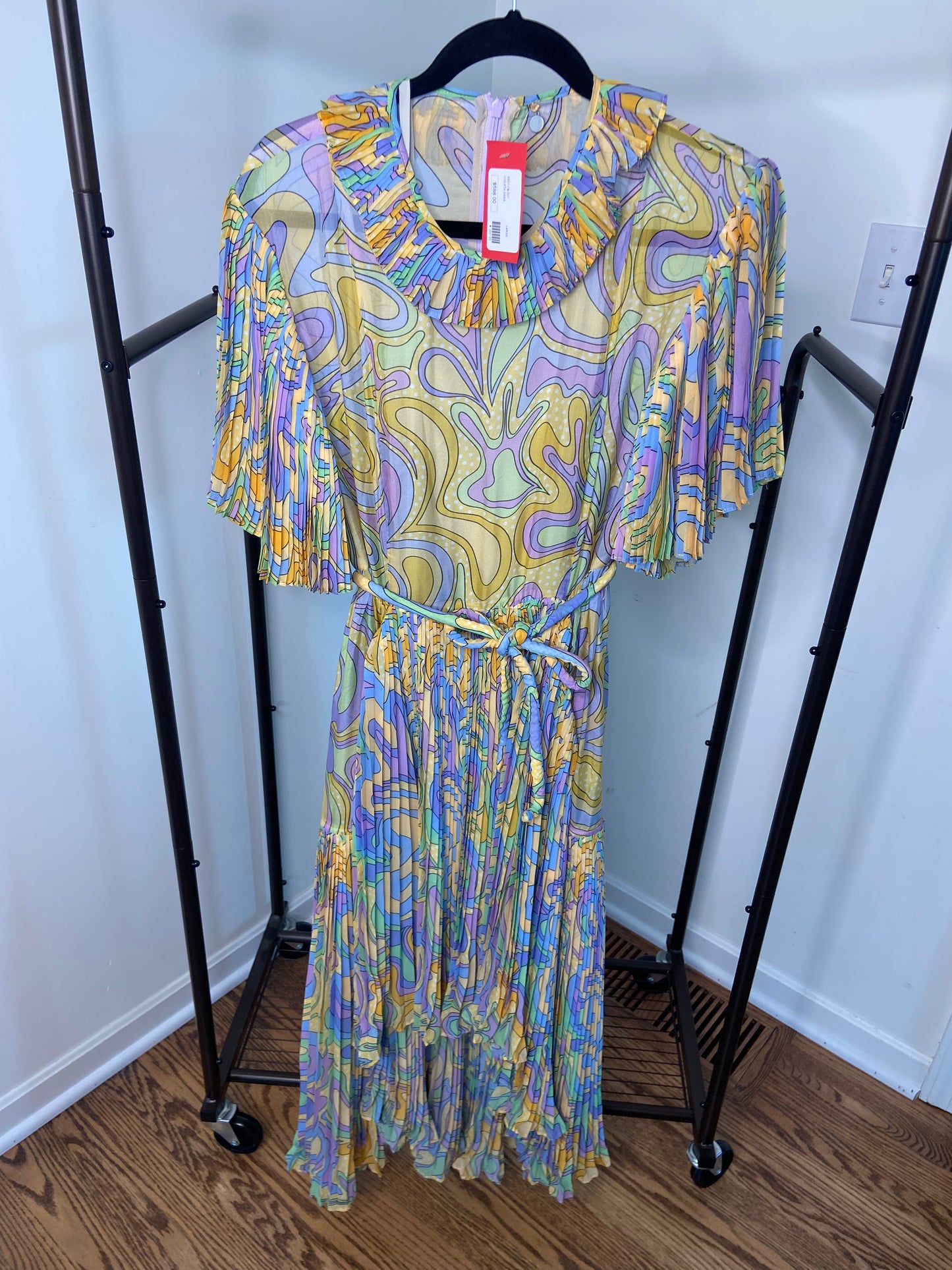 Celia B Violeta Silk-blend Dress Pleated size L