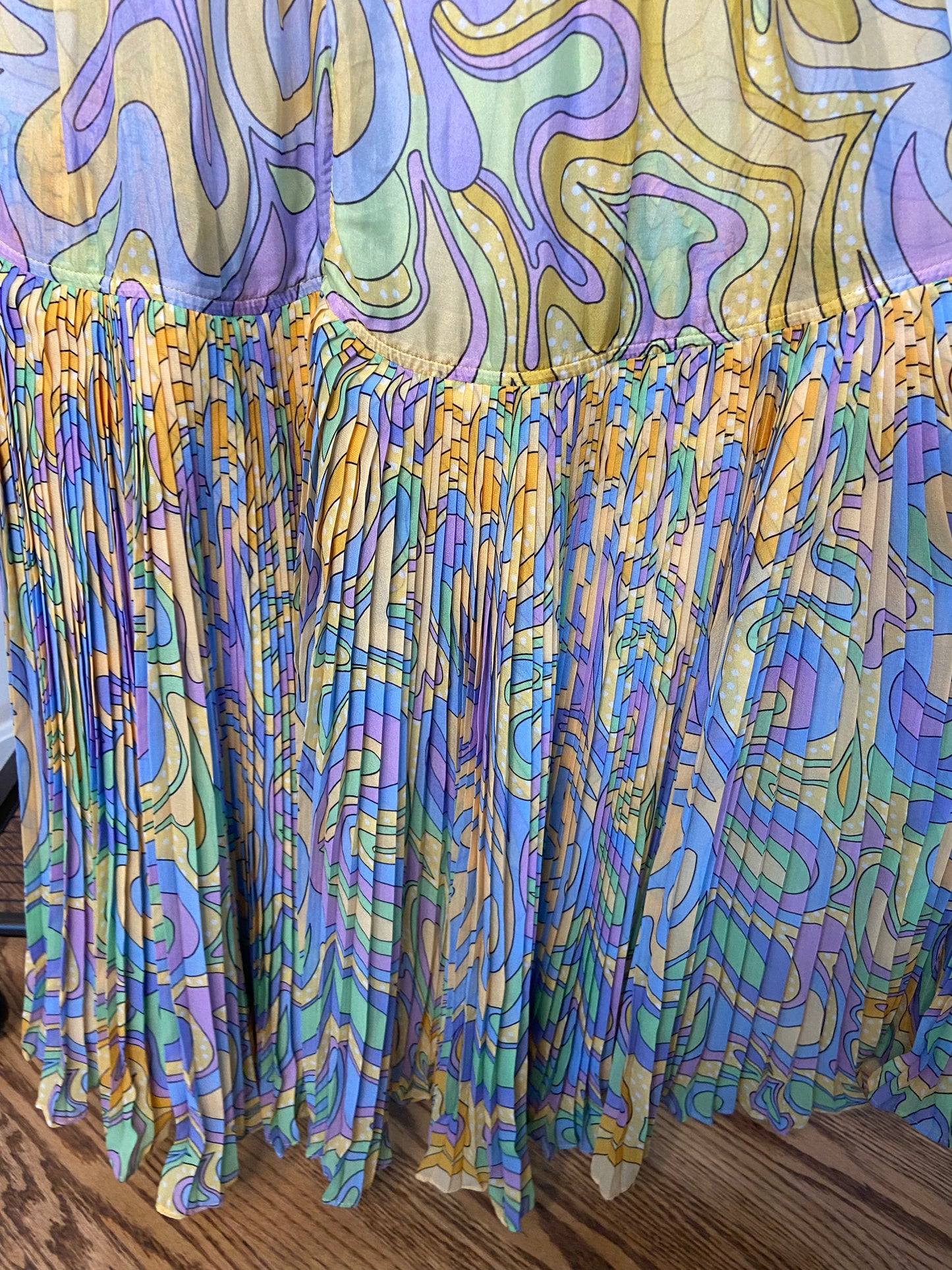 Celia B Violeta Silk-blend Dress Pleated size L