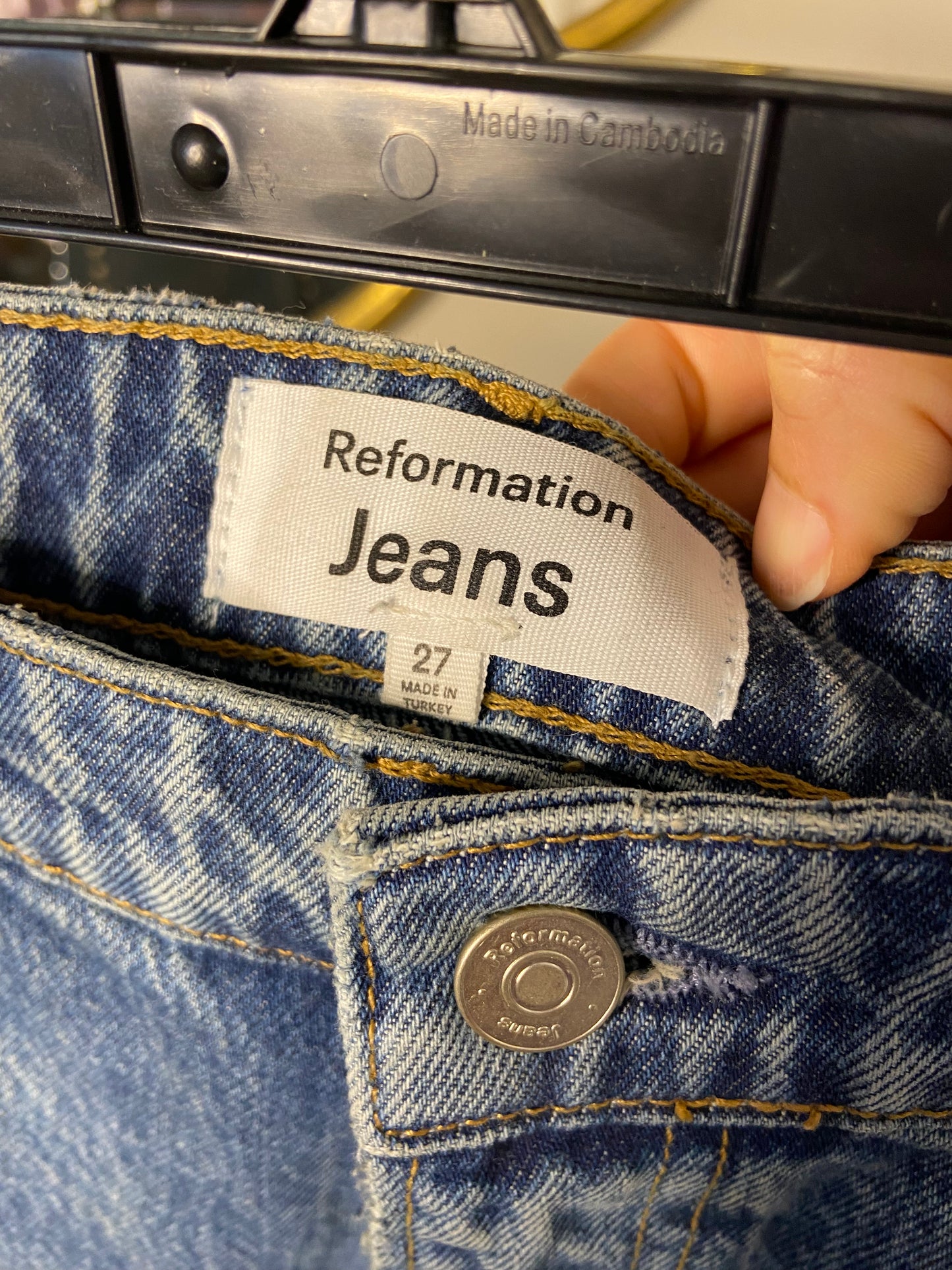 Reformation Cary High Rise Studded Slouchy Wide Leg Jeans size 27