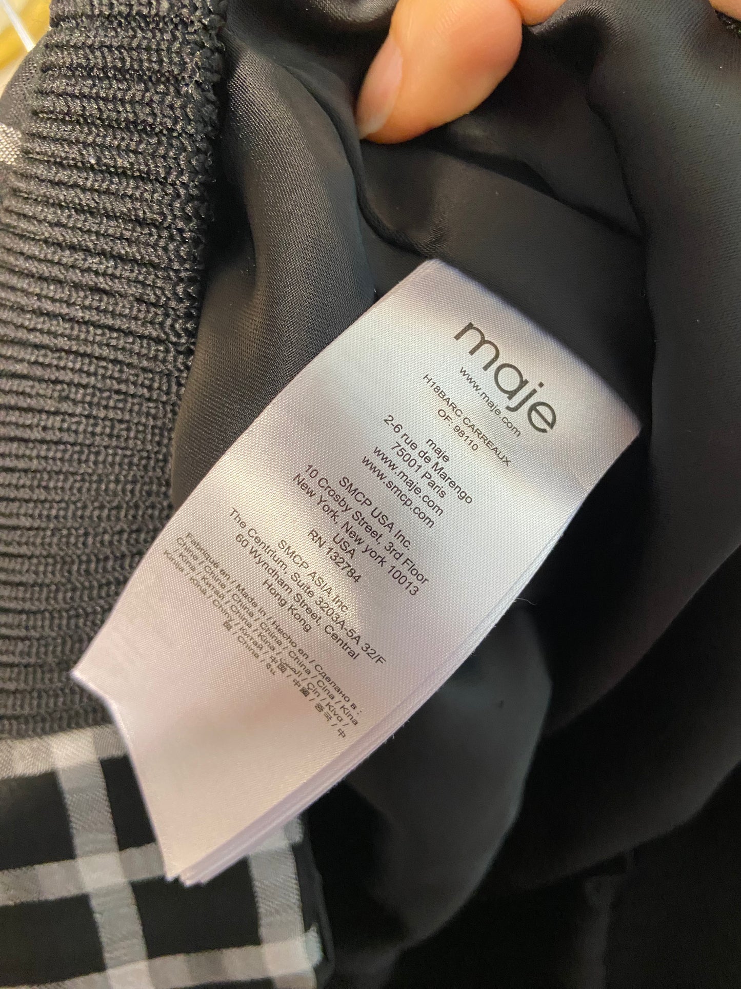 Maje Barc Checked Jacquard Bomber Jacket size US 8