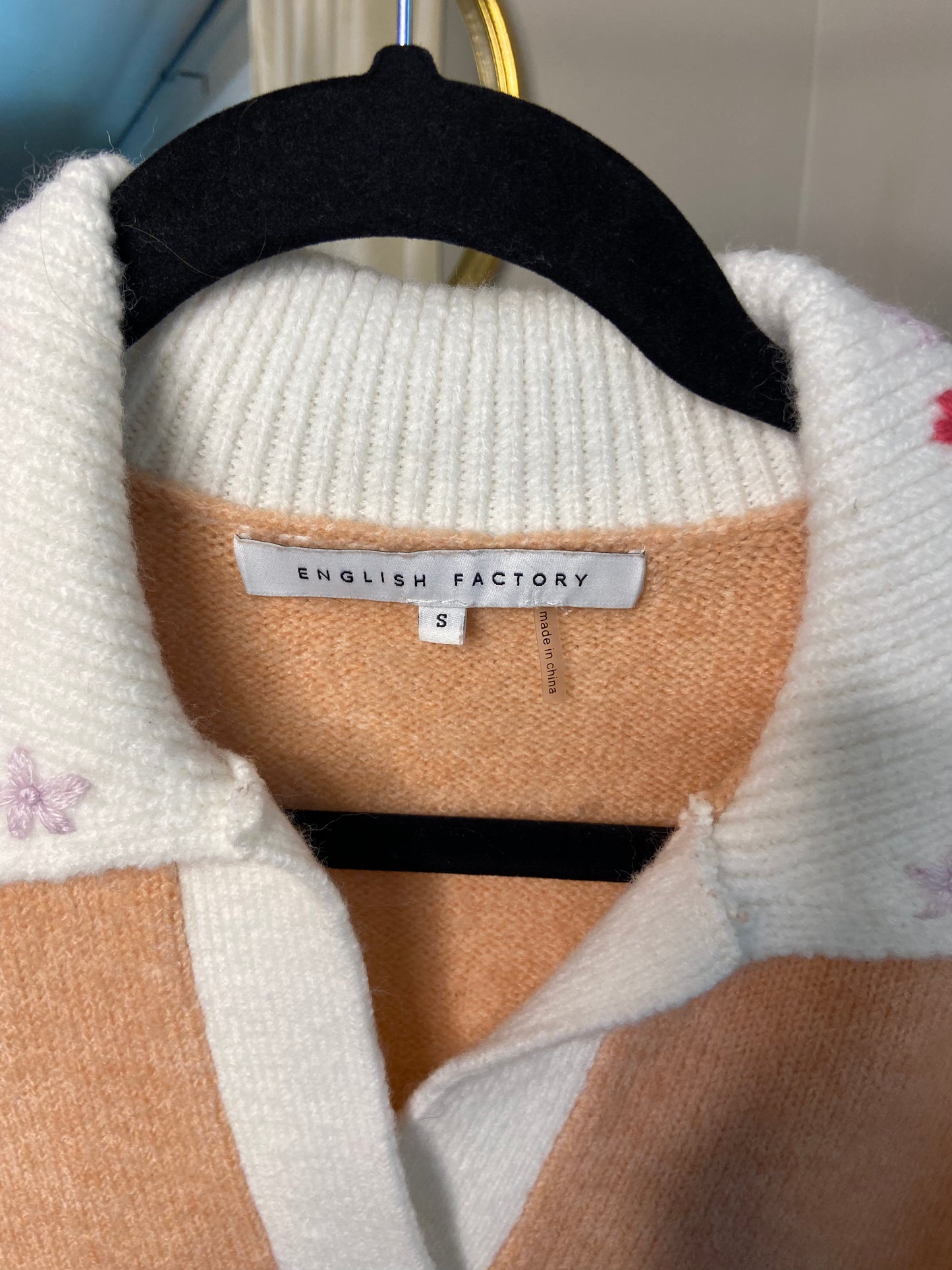 English Factory Floral Handmade Embroidery Sweater size S