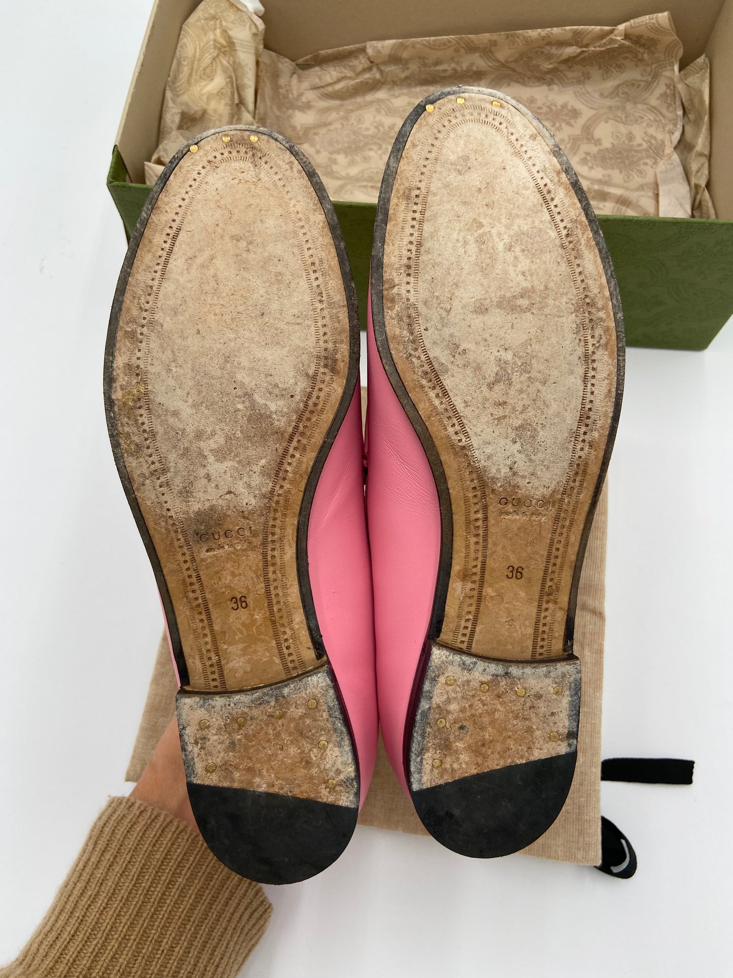 Gucci Jordaan Loafers Butterfly Pink size 36
