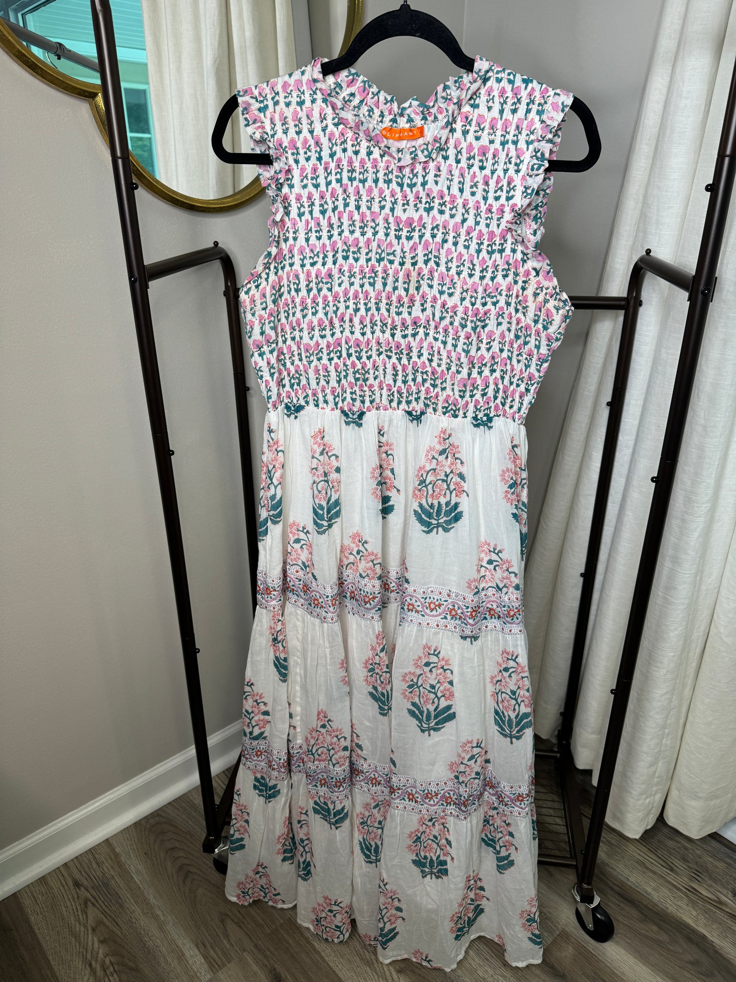 Oliphant Smocked Maxi Dress size L