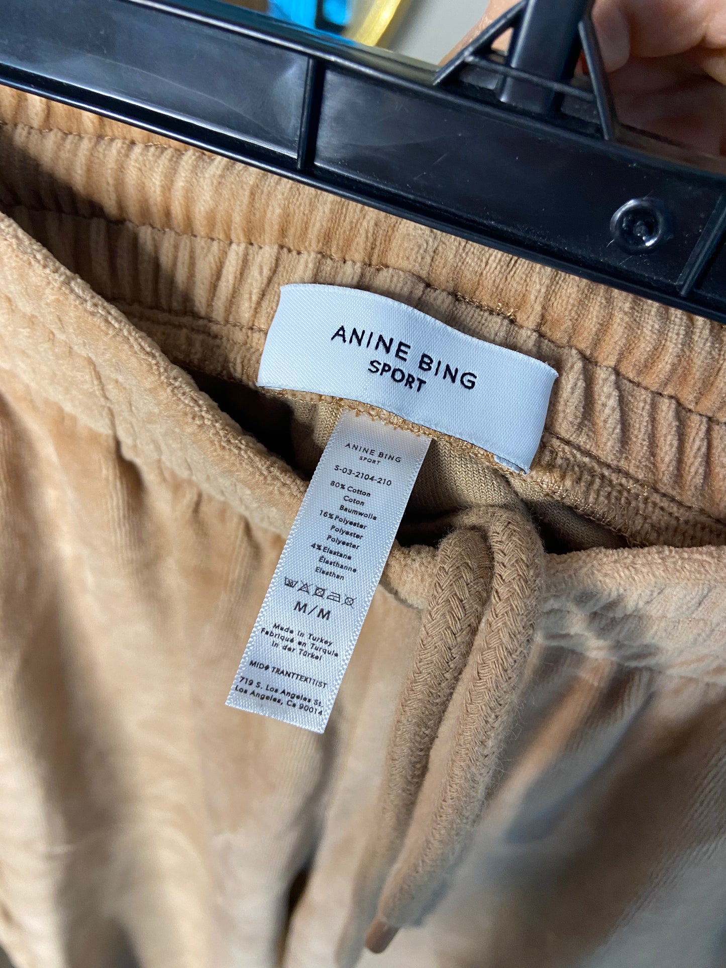 Anine Bing Evan Velour Joggers Pants size M