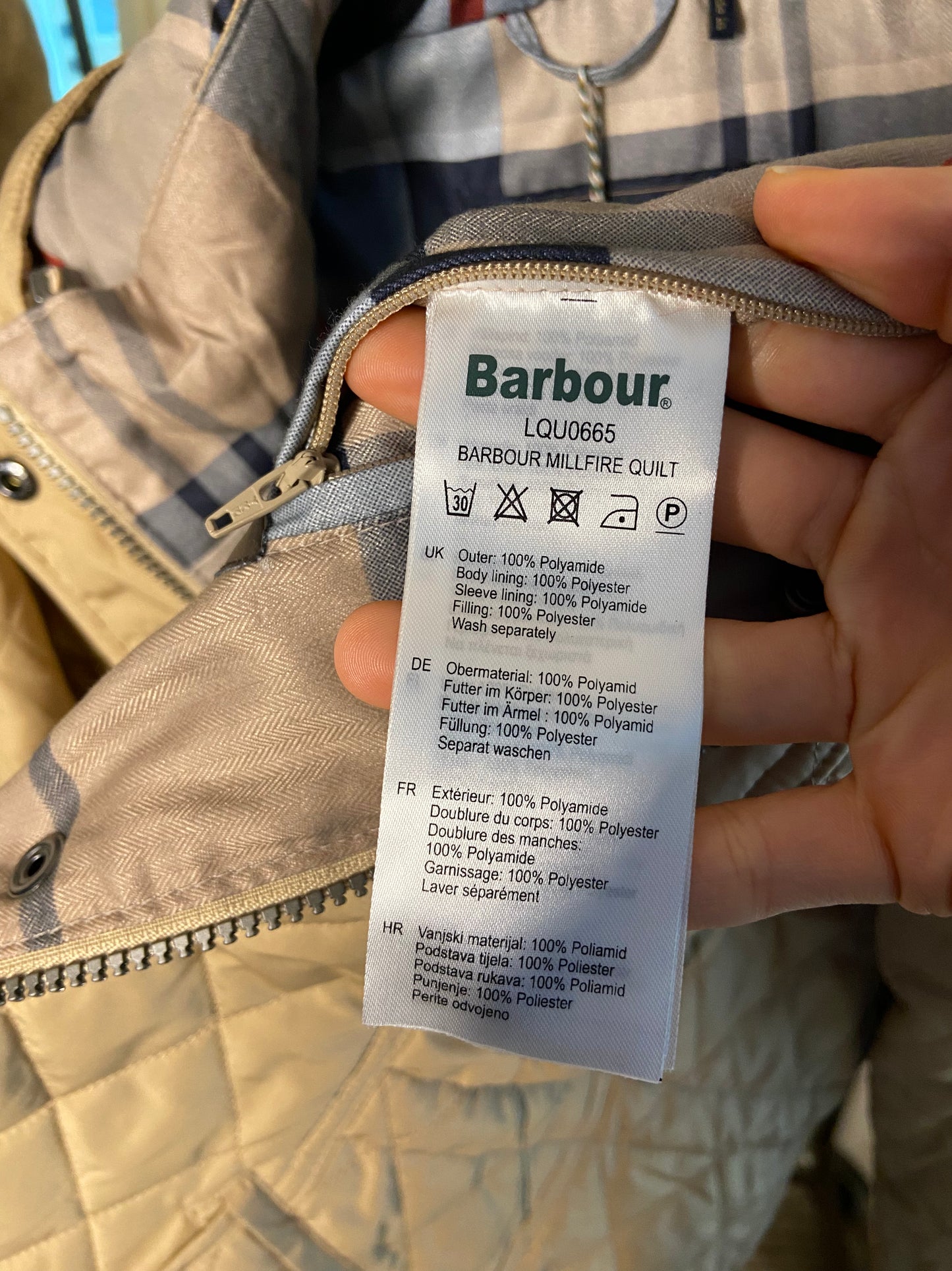 Barbour Millfire Quilted Jacket size 14