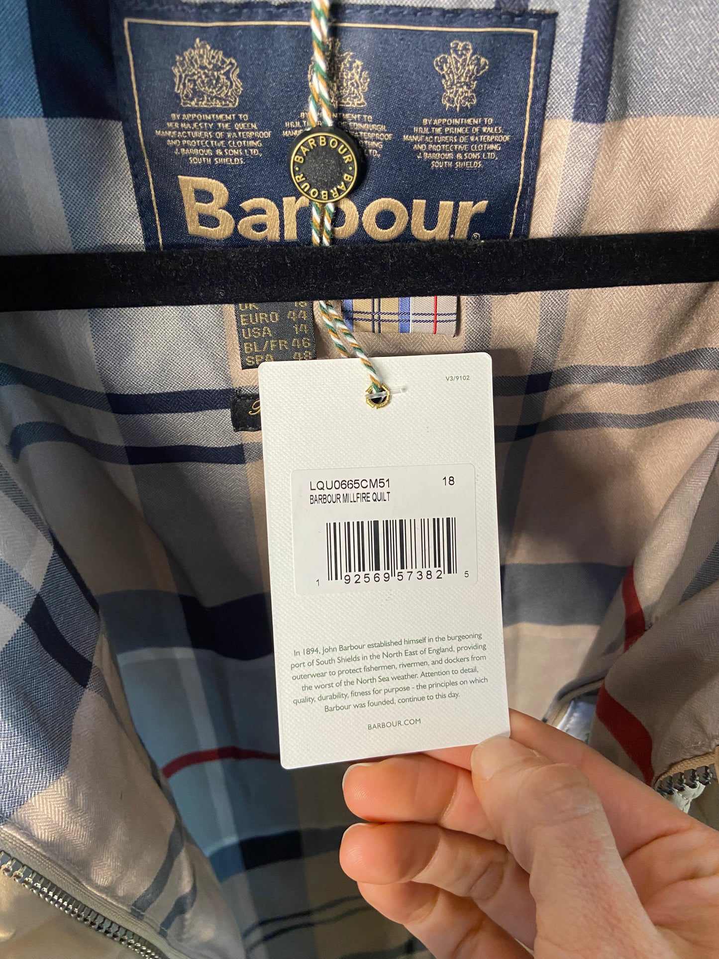 Barbour Millfire Quilted Jacket size 14