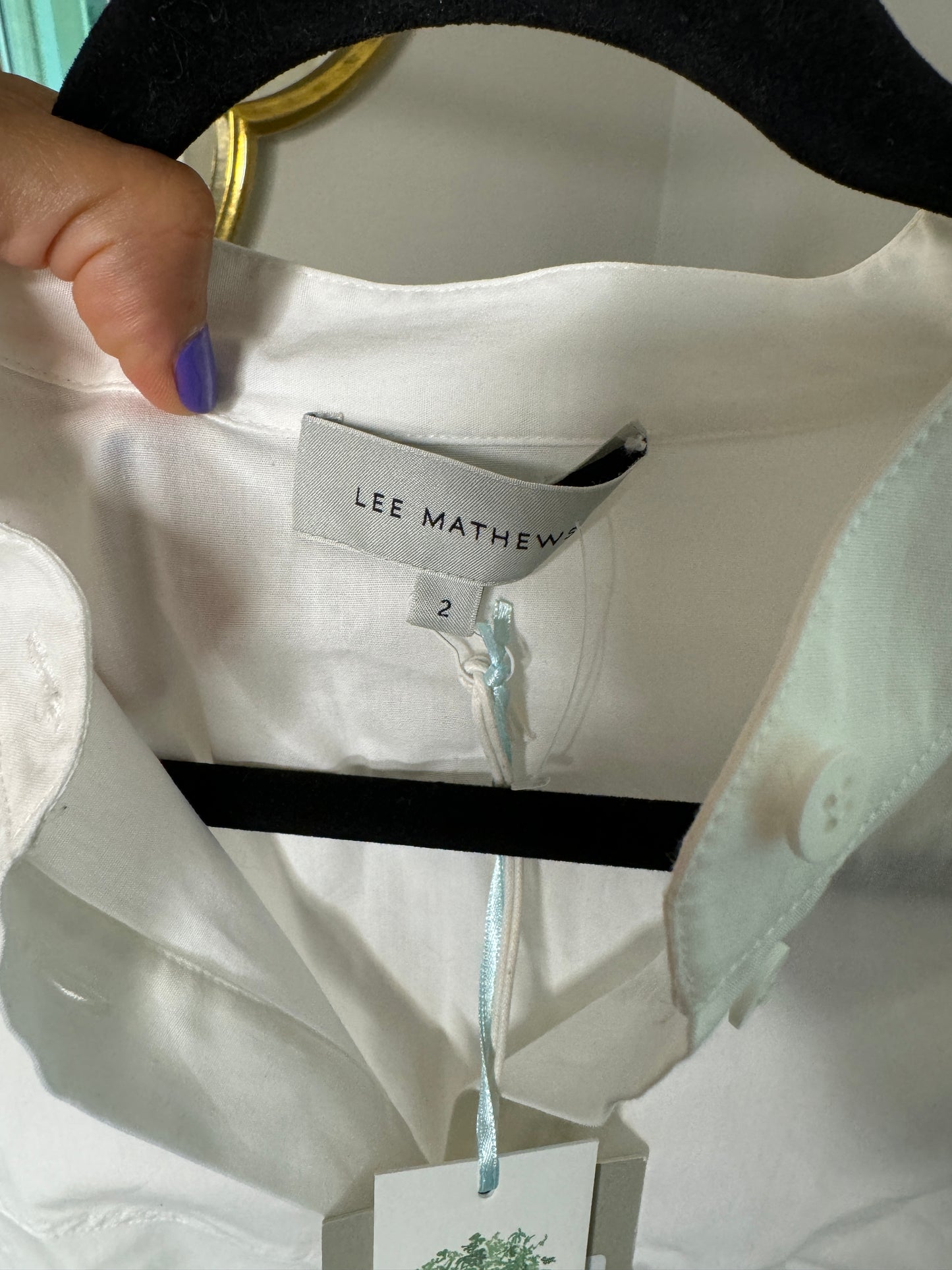 Lee Matthews Posey Collarless Cotton Shirt size 4/6