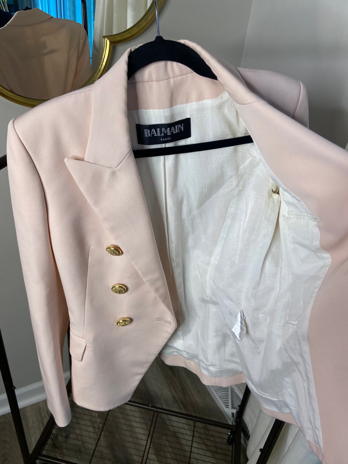 Balmain Wool Double Breasted Blazer Pink Gold size 38 - US 6