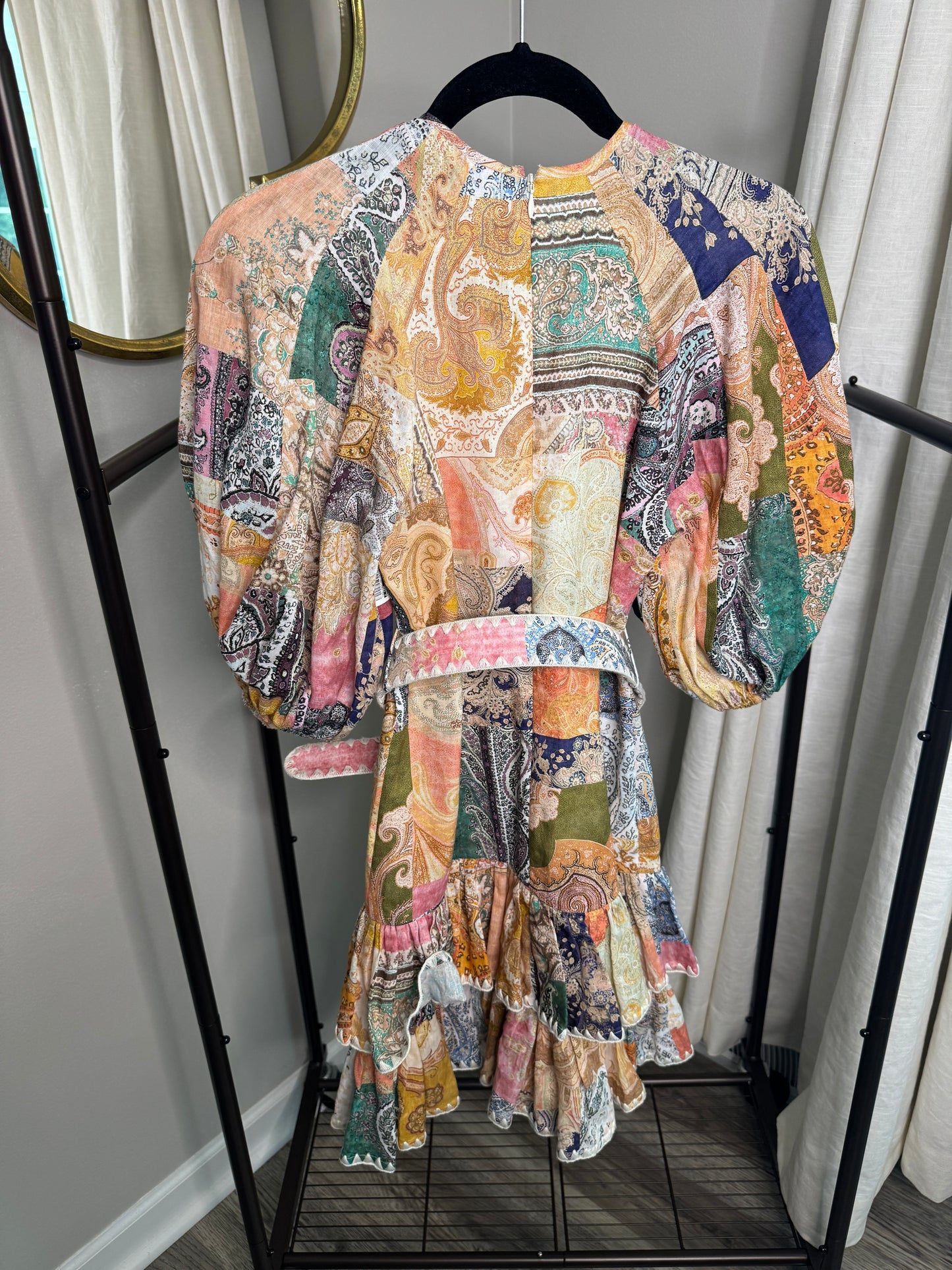 ZIMMERMANN Anneke Ruffle Hem Mini Dress size US 4