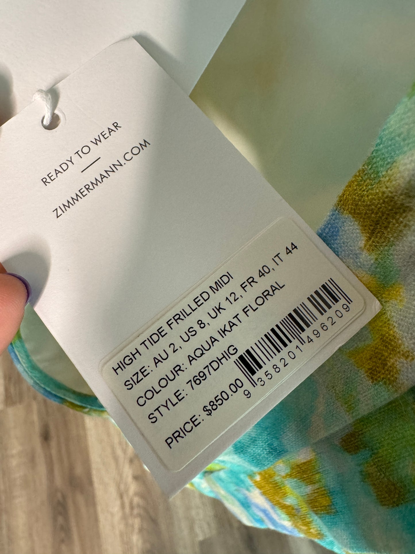 ZIMMERMANN High Tide Frilled Midi Dress size US 8