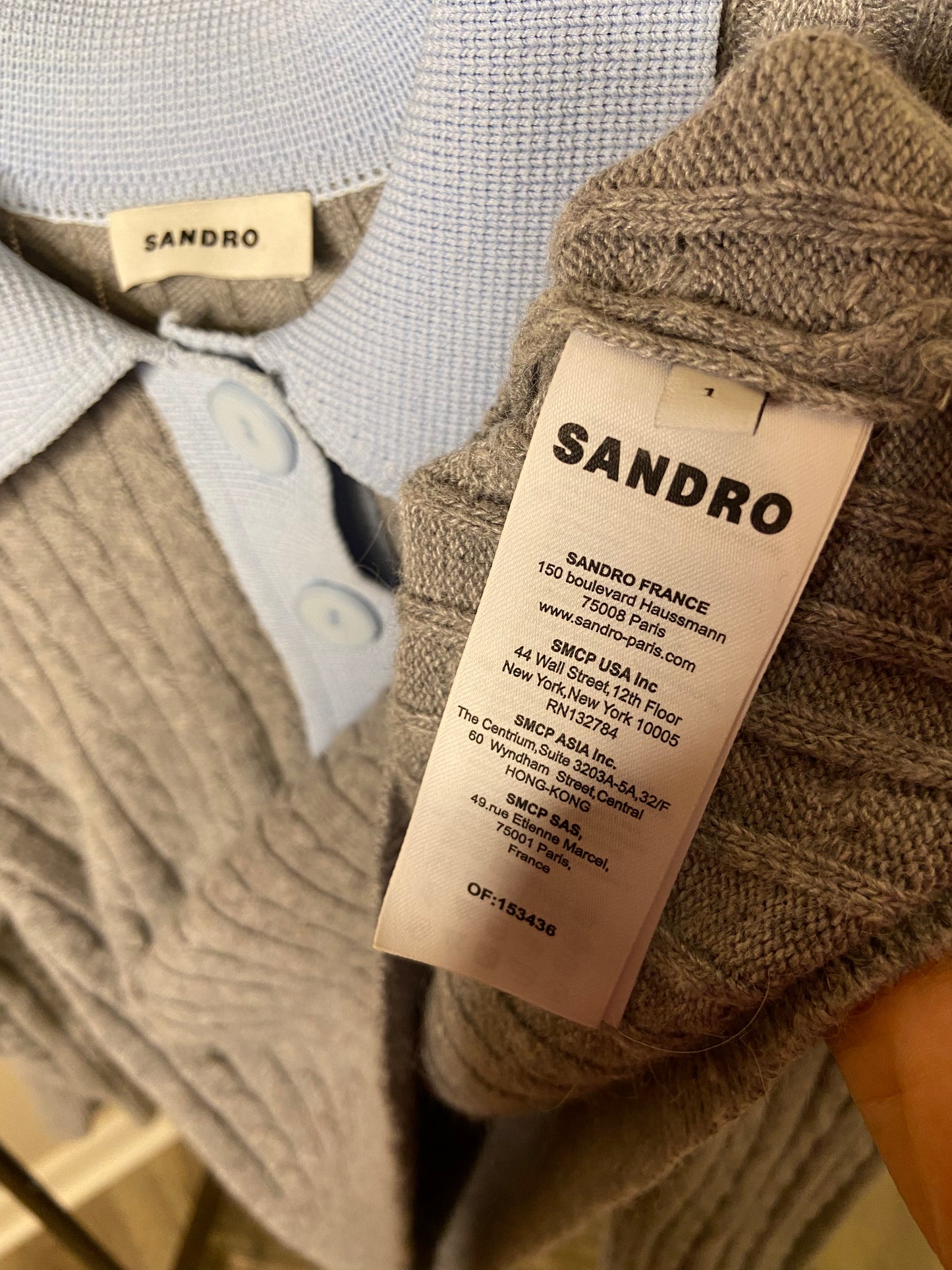 Sandro Reno Cable-knit Wool-Blend Polo Sweater size S