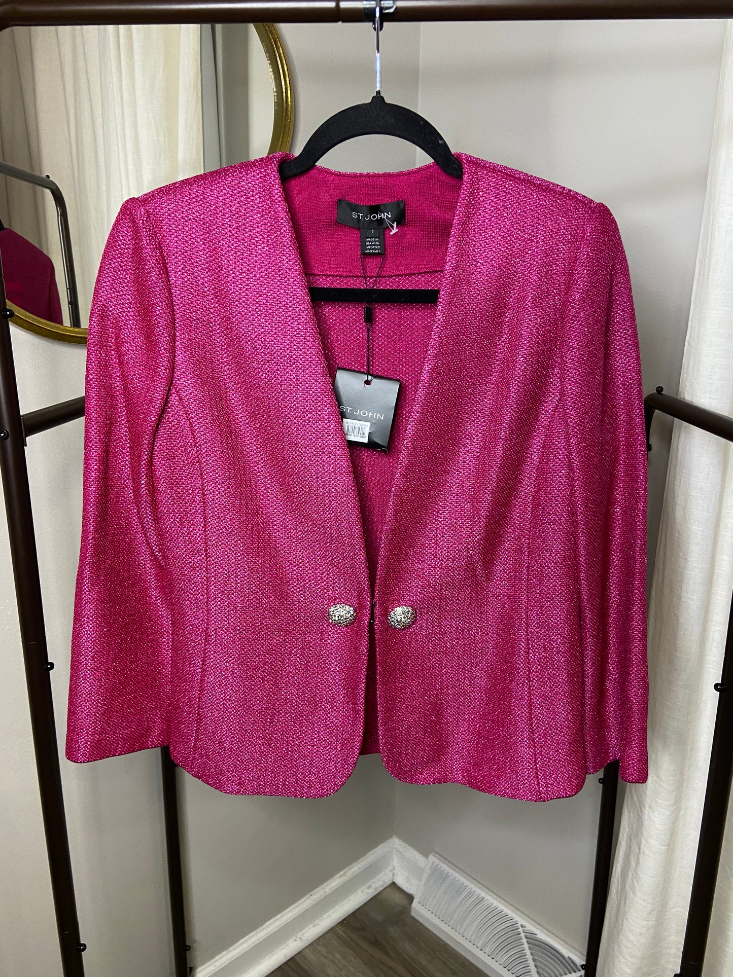 St. John Tweed Fuchsia Rose Jacket size 6